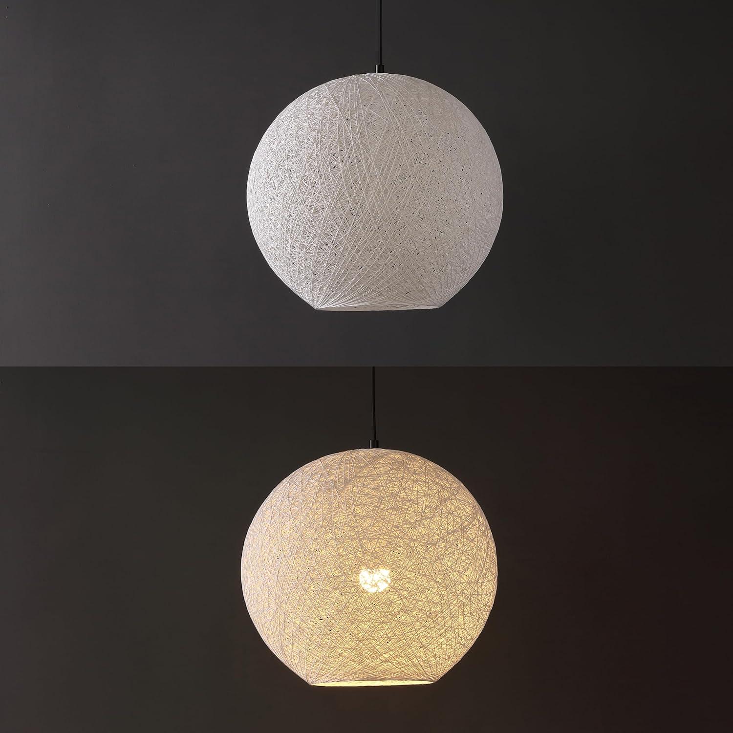 imageJONATHAN Y JYL1135A Lacey 16quot 1Light Bohemian Minimalist IronRope Woven Globe LED Pendant Shabby ChicContemporary Modern Designer Casual Office Living Room Dining Room Bedroom WhiteBlack195
