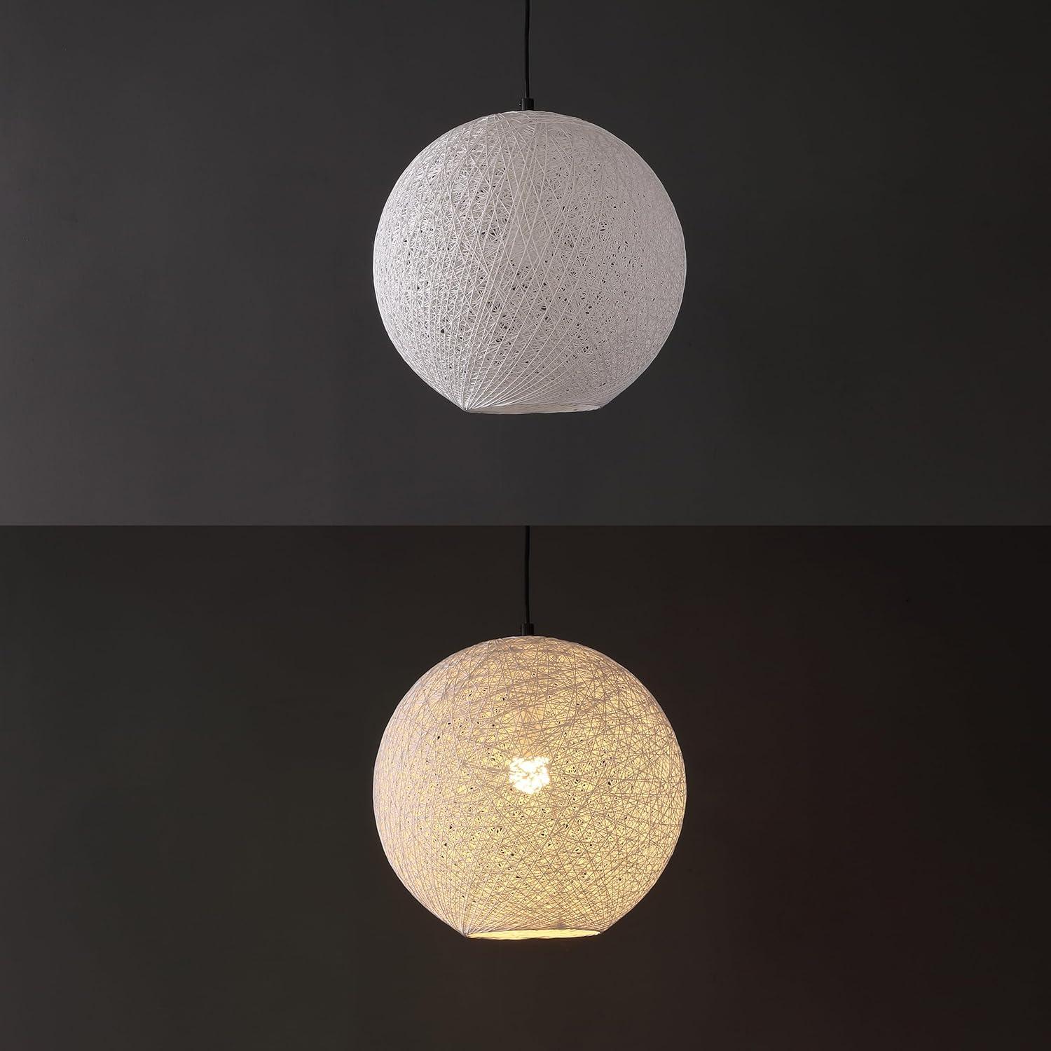 imageJONATHAN Y JYL1135A Lacey 16quot 1Light Bohemian Minimalist IronRope Woven Globe LED Pendant Shabby ChicContemporary Modern Designer Casual Office Living Room Dining Room Bedroom WhiteBlack16