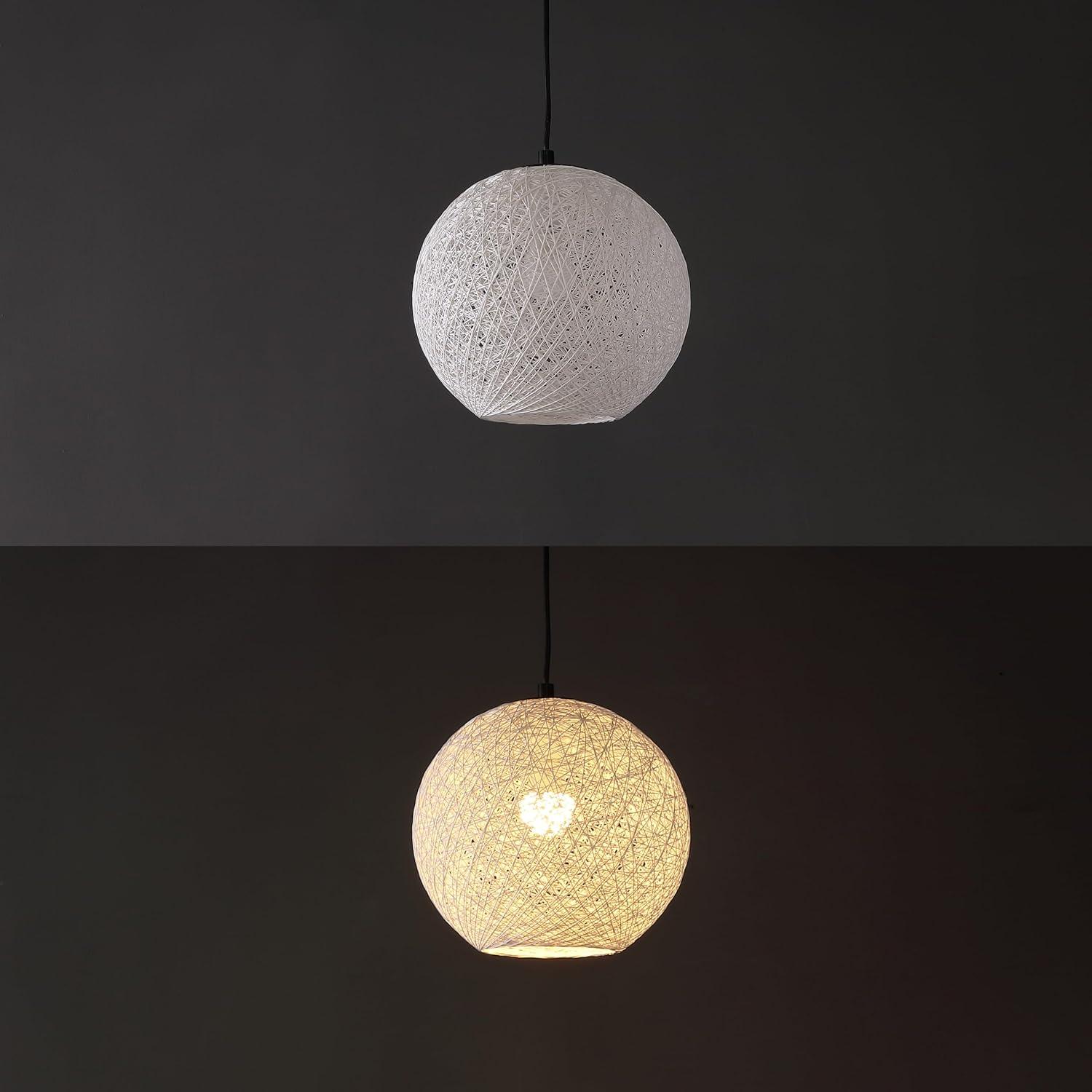 imageJONATHAN Y JYL1135A Lacey 16quot 1Light Bohemian Minimalist IronRope Woven Globe LED Pendant Shabby ChicContemporary Modern Designer Casual Office Living Room Dining Room Bedroom WhiteBlack12