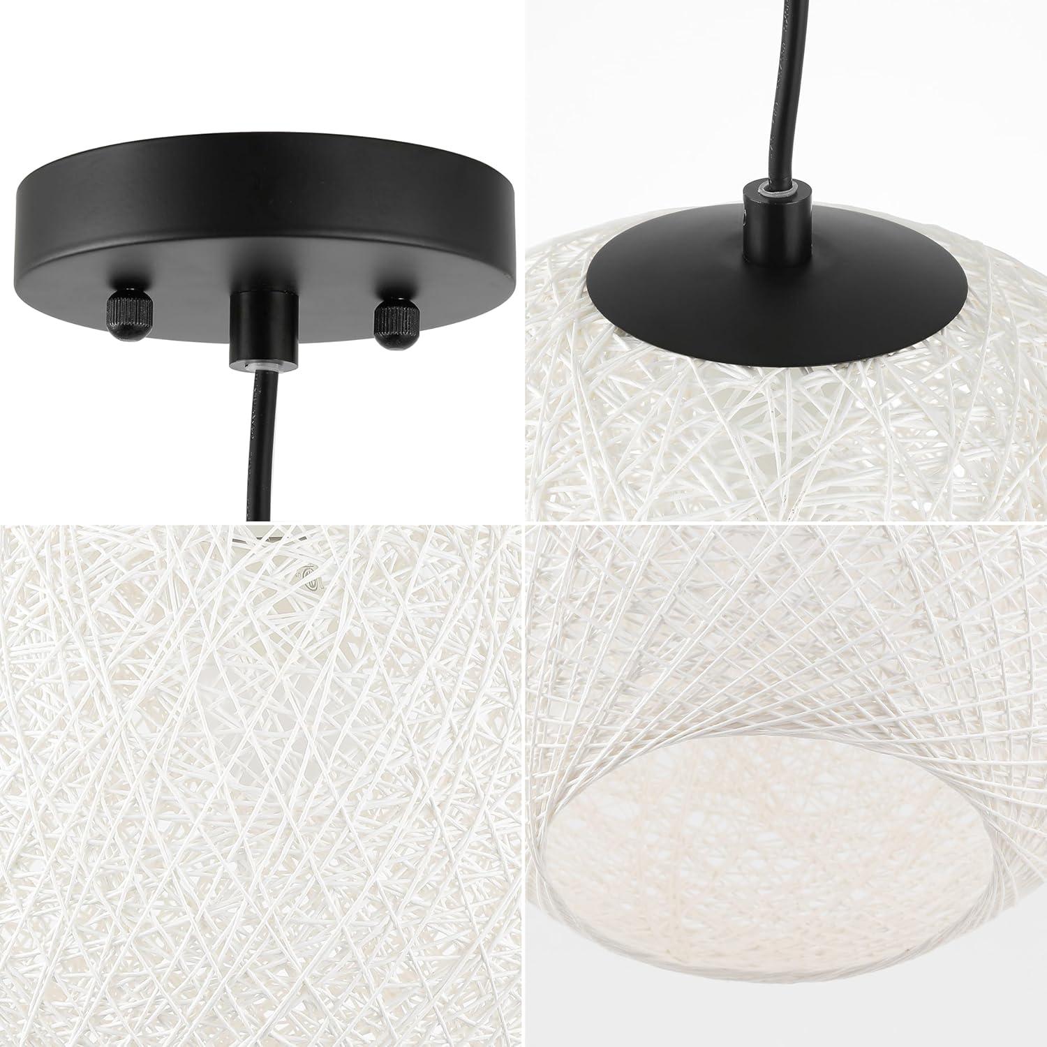 imageJONATHAN Y JYL1135A Lacey 16quot 1Light Bohemian Minimalist IronRope Woven Globe LED Pendant Shabby ChicContemporary Modern Designer Casual Office Living Room Dining Room Bedroom WhiteBlack16