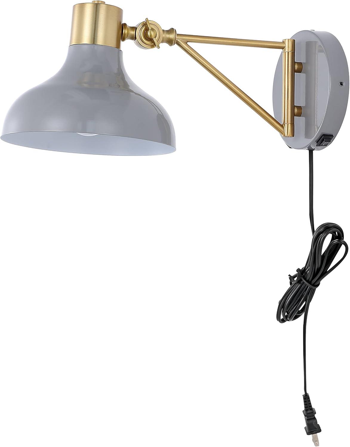 imageJONATHAN Y JYL1300C Lynn 15quot Swing Arm 1Light Modern Midcentury Iron USB Charging Port LED Sconce Bathroom Bedroom Living Room Hallway GreyBrass Gold 80 inGreyBrass Gold
