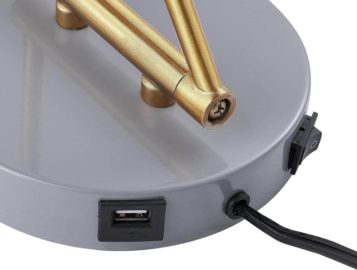 imageJONATHAN Y JYL1300C Lynn 15quot Swing Arm 1Light Modern Midcentury Iron USB Charging Port LED Sconce Bathroom Bedroom Living Room Hallway GreyBrass Gold 80 inGreyBrass Gold