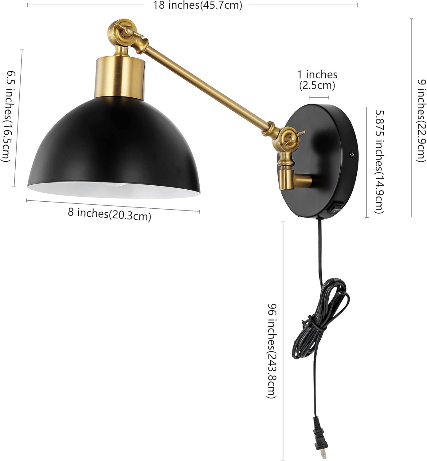 imageJONATHAN Y JYL1301C Lisa 18quot Swing Arm 1Light Modern Midcentury Iron USB Charging Port LED Sconce Transitional Farmhouse Entryway Lobby Kitchen Living Room Hallway GreyBrass Gold 80 inBlackBrass Gold