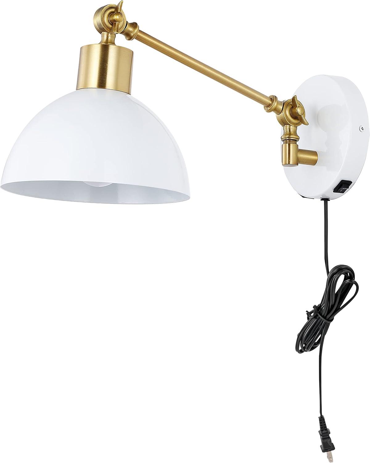 imageJONATHAN Y JYL1301C Lisa 18quot Swing Arm 1Light Modern Midcentury Iron USB Charging Port LED Sconce Transitional Farmhouse Entryway Lobby Kitchen Living Room Hallway GreyBrass Gold 80 inWhiteBrass Gold
