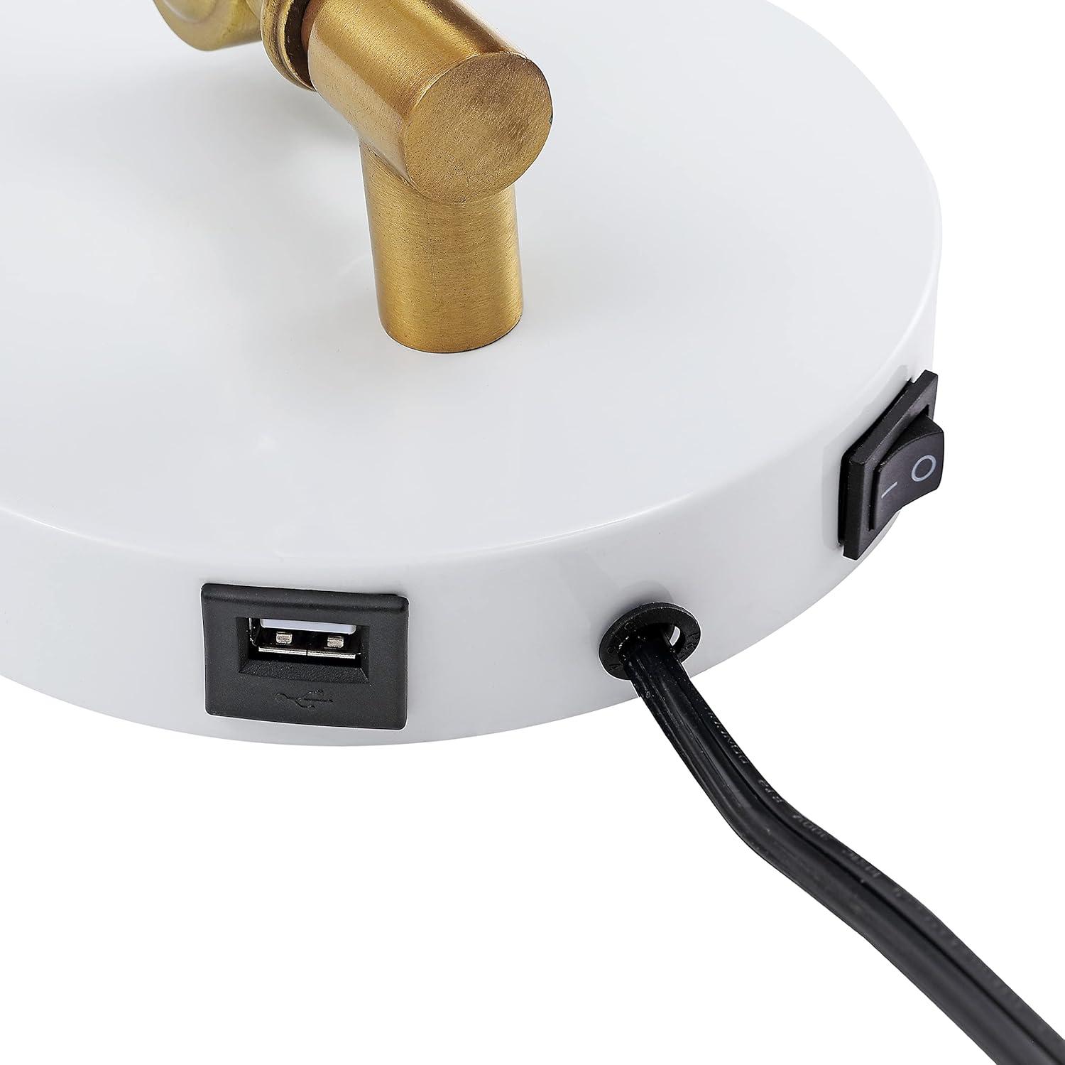 imageJONATHAN Y JYL1301C Lisa 18quot Swing Arm 1Light Modern Midcentury Iron USB Charging Port LED Sconce Transitional Farmhouse Entryway Lobby Kitchen Living Room Hallway GreyBrass Gold 80 inWhiteBrass Gold