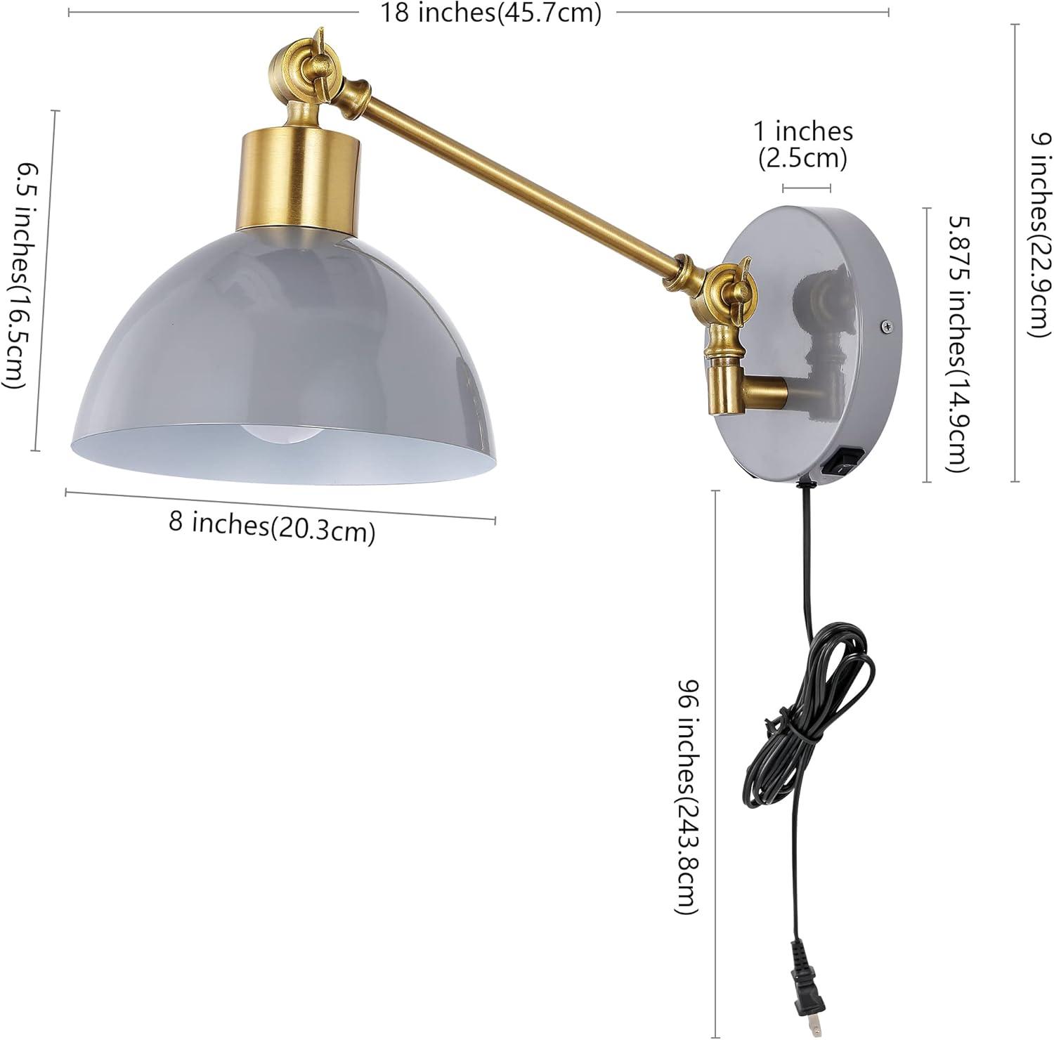 imageJONATHAN Y JYL1301C Lisa 18quot Swing Arm 1Light Modern Midcentury Iron USB Charging Port LED Sconce Transitional Farmhouse Entryway Lobby Kitchen Living Room Hallway GreyBrass Gold 80 inGreyBrass Gold