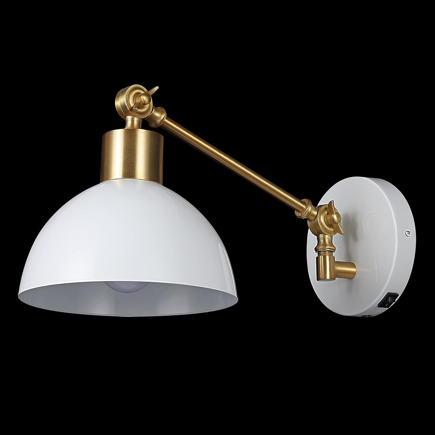 imageJONATHAN Y JYL1301C Lisa 18quot Swing Arm 1Light Modern Midcentury Iron USB Charging Port LED Sconce Transitional Farmhouse Entryway Lobby Kitchen Living Room Hallway GreyBrass Gold 80 inWhiteBrass Gold
