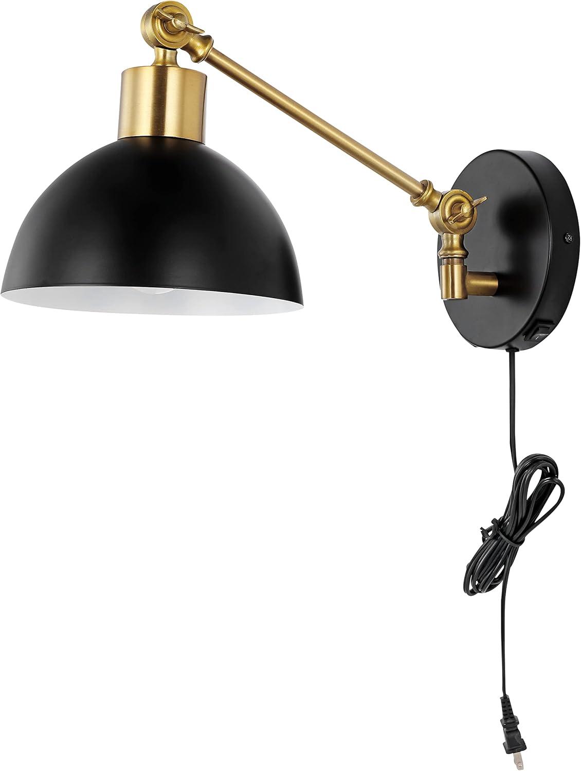 imageJONATHAN Y JYL1301C Lisa 18quot Swing Arm 1Light Modern Midcentury Iron USB Charging Port LED Sconce Transitional Farmhouse Entryway Lobby Kitchen Living Room Hallway GreyBrass Gold 80 inBlackBrass Gold