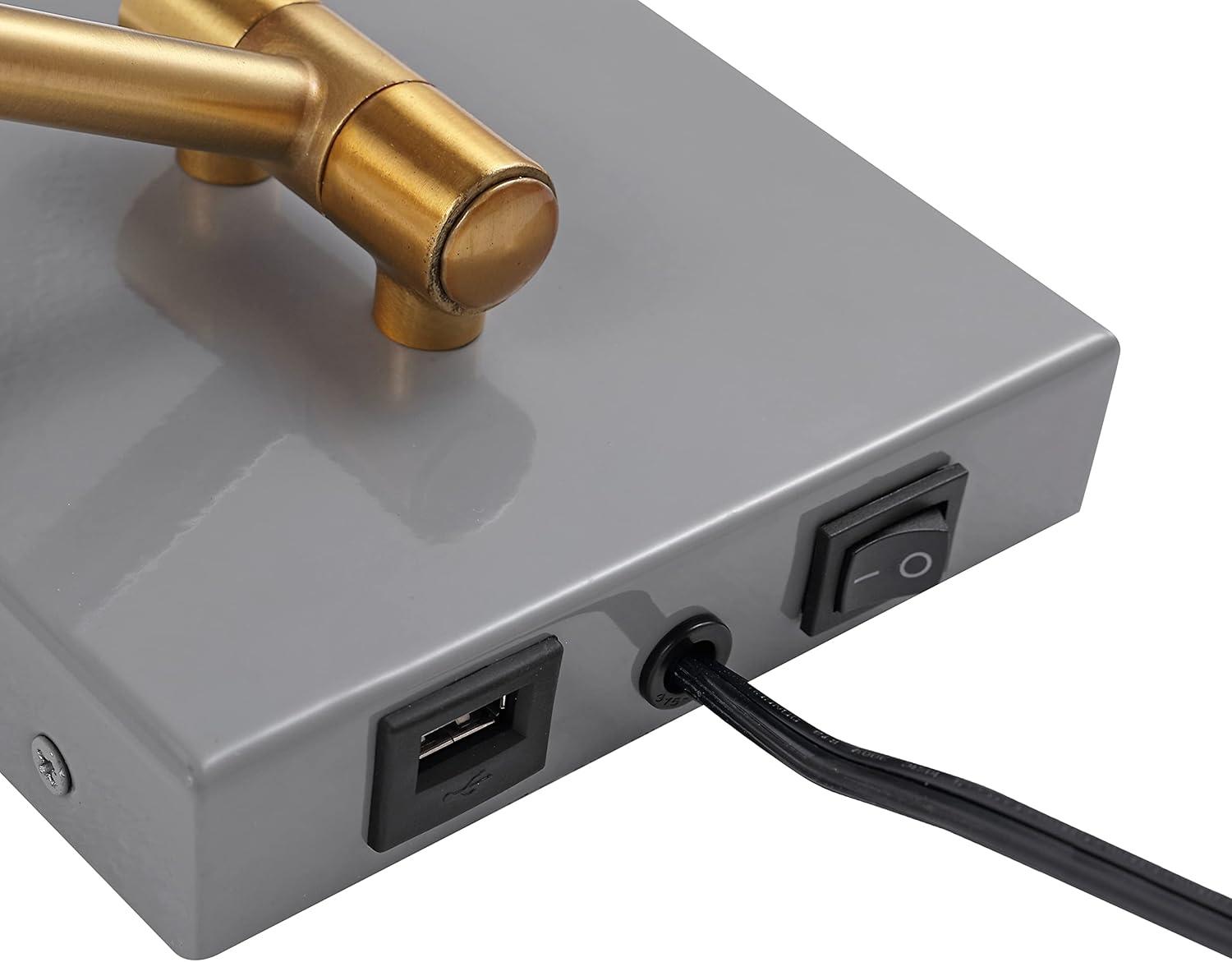 imageJONATHAN Y JYL1302C Hygge 16quot Swing Arm 1Light Modern Midcentury Iron USB Charging Port LED Sconce Transitional Farmhouse Entryway Lobby Kitchen Bathroom Bedroom Living Room GreyBrass GoldGreyBrass Gold