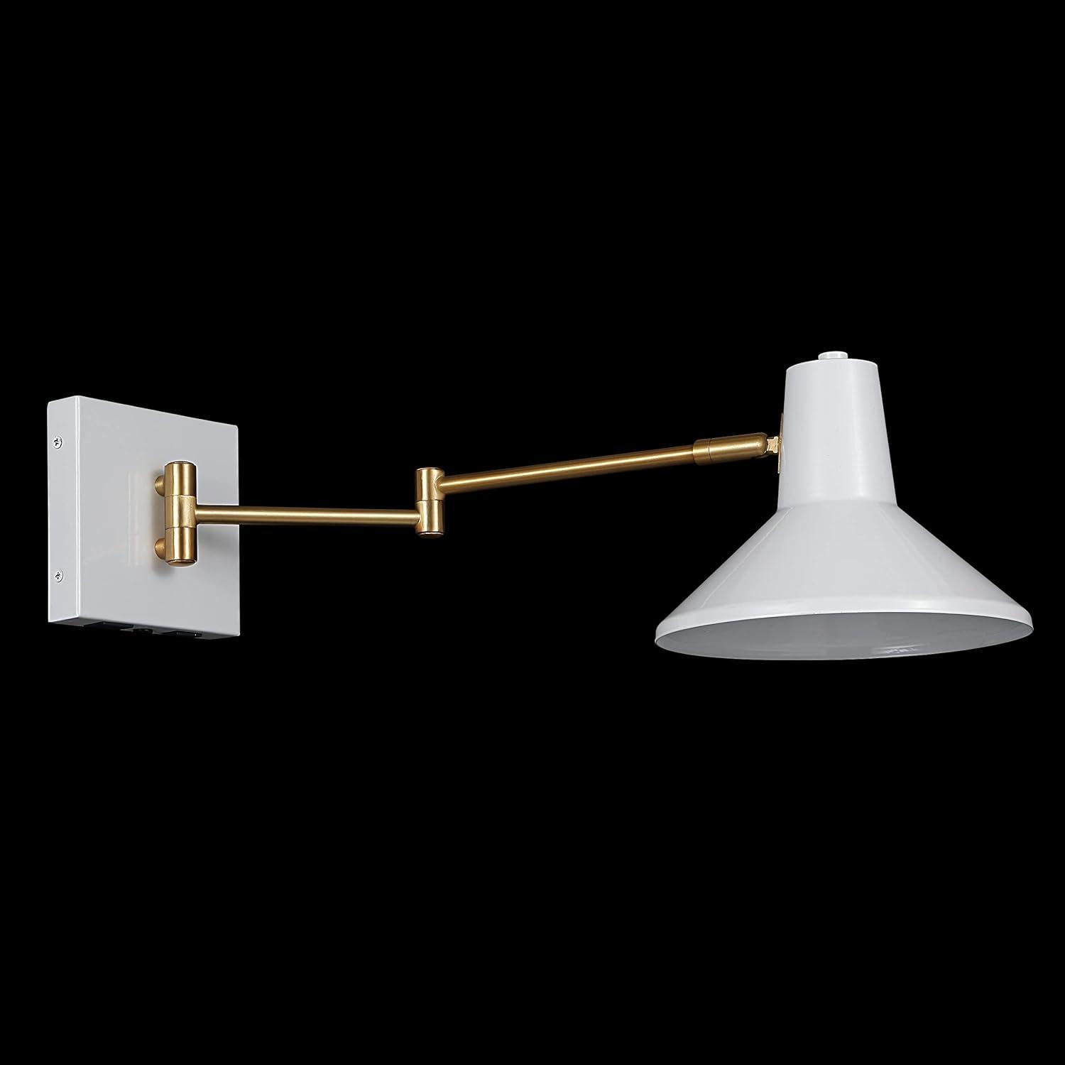 imageJONATHAN Y JYL1302C Hygge 16quot Swing Arm 1Light Modern Midcentury Iron USB Charging Port LED Sconce Transitional Farmhouse Entryway Lobby Kitchen Bathroom Bedroom Living Room GreyBrass GoldWhiteBrass Gold