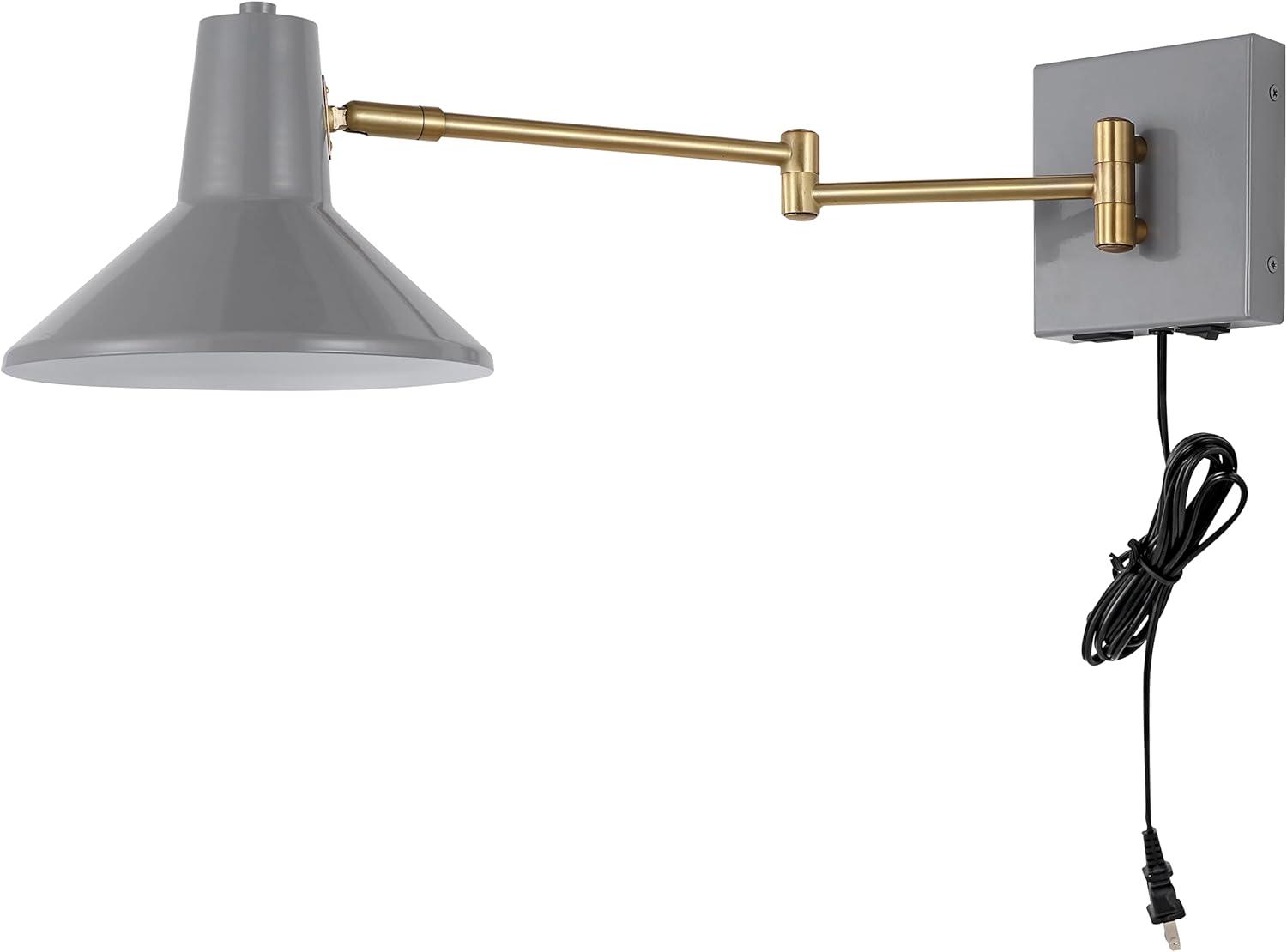 imageJONATHAN Y JYL1302C Hygge 16quot Swing Arm 1Light Modern Midcentury Iron USB Charging Port LED Sconce Transitional Farmhouse Entryway Lobby Kitchen Bathroom Bedroom Living Room GreyBrass GoldGreyBrass Gold