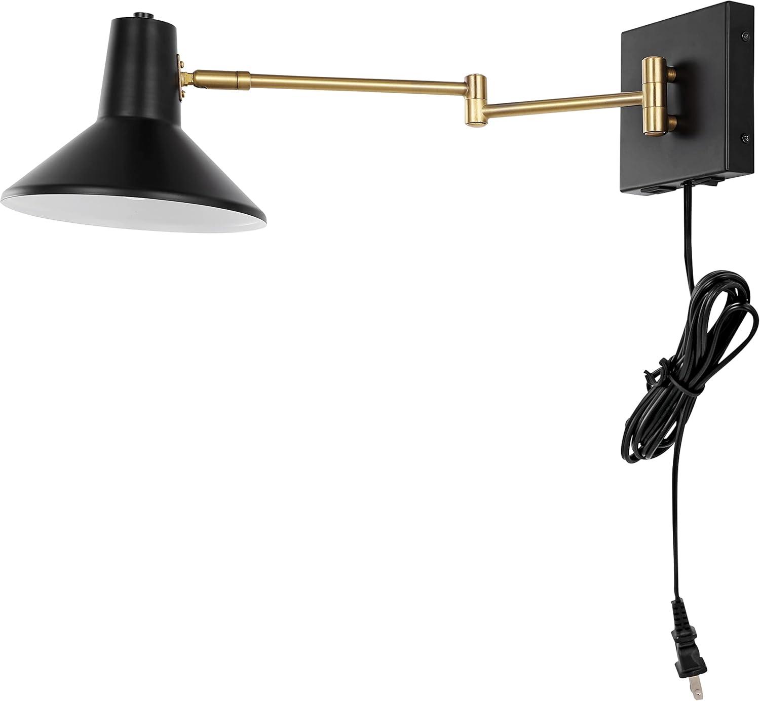 imageJONATHAN Y JYL1302C Hygge 16quot Swing Arm 1Light Modern Midcentury Iron USB Charging Port LED Sconce Transitional Farmhouse Entryway Lobby Kitchen Bathroom Bedroom Living Room GreyBrass GoldBlackBrass Gold