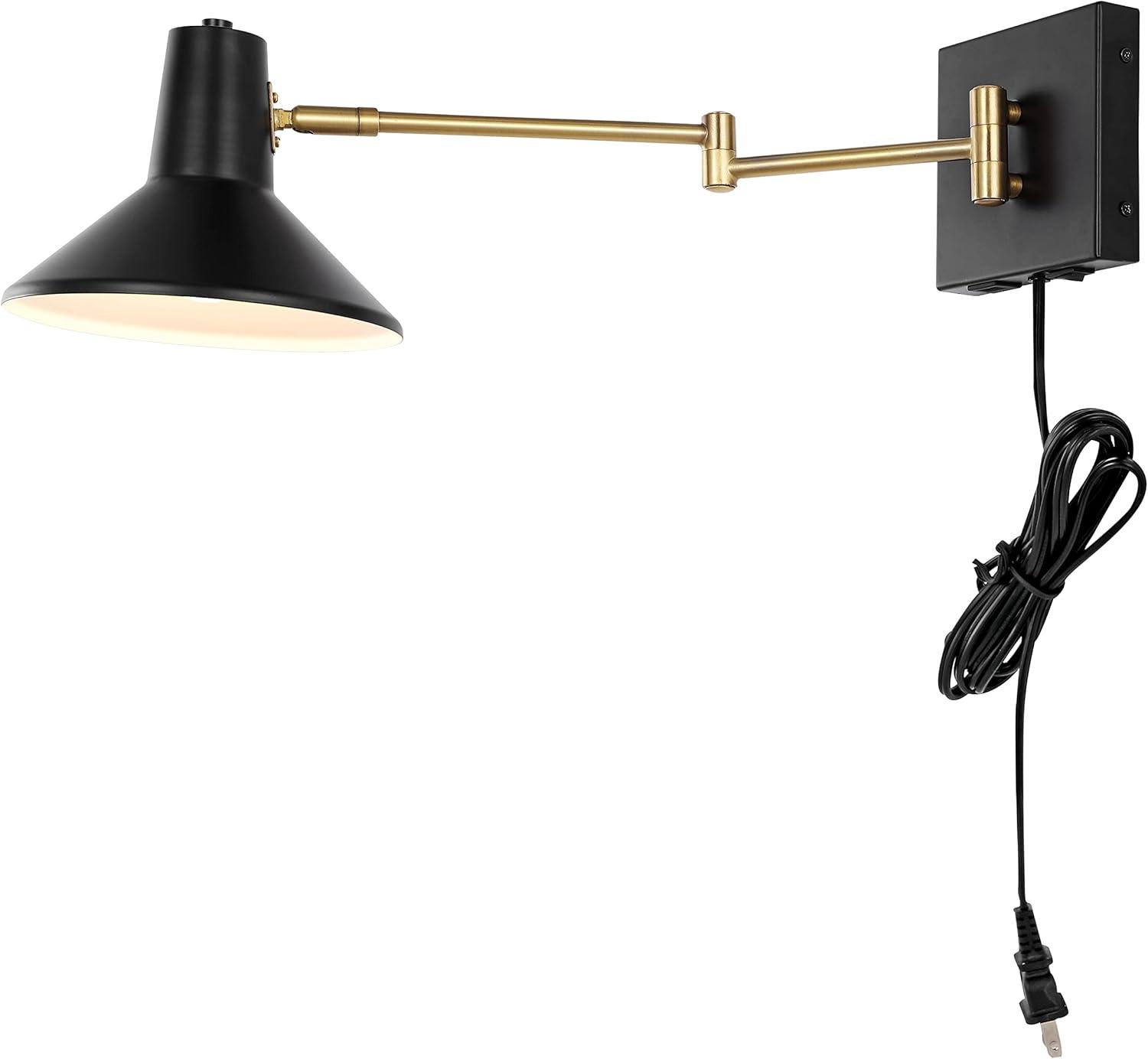 imageJONATHAN Y JYL1302C Hygge 16quot Swing Arm 1Light Modern Midcentury Iron USB Charging Port LED Sconce Transitional Farmhouse Entryway Lobby Kitchen Bathroom Bedroom Living Room GreyBrass GoldBlackBrass Gold