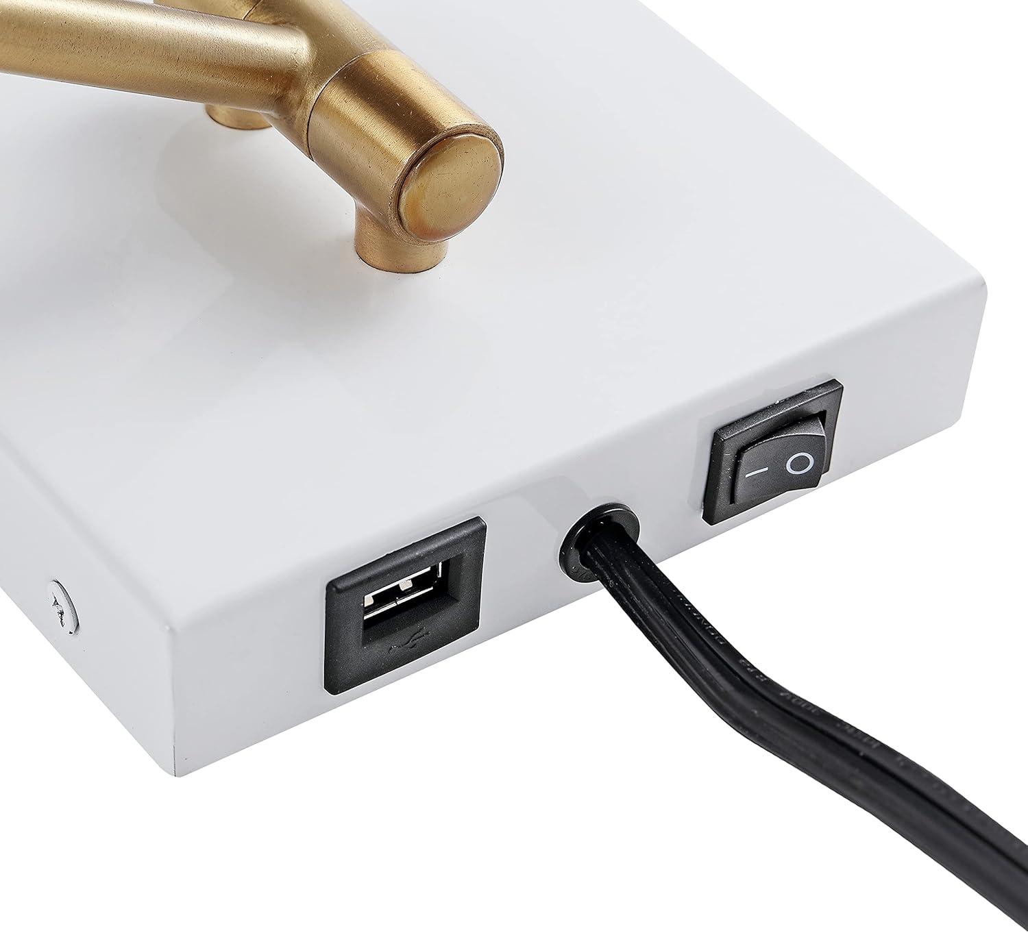 imageJONATHAN Y JYL1302C Hygge 16quot Swing Arm 1Light Modern Midcentury Iron USB Charging Port LED Sconce Transitional Farmhouse Entryway Lobby Kitchen Bathroom Bedroom Living Room GreyBrass GoldWhiteBrass Gold