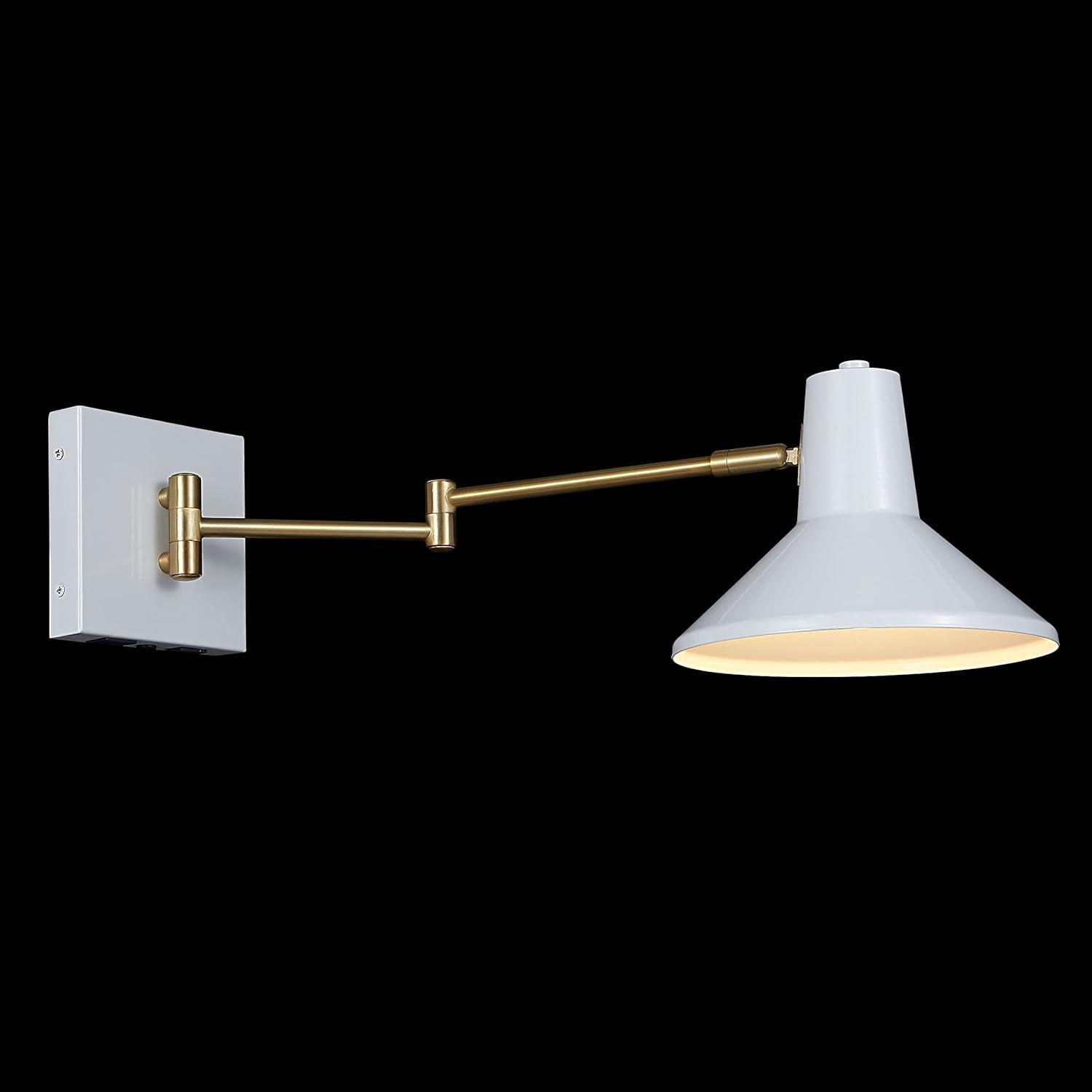 imageJONATHAN Y JYL1302C Hygge 16quot Swing Arm 1Light Modern Midcentury Iron USB Charging Port LED Sconce Transitional Farmhouse Entryway Lobby Kitchen Bathroom Bedroom Living Room GreyBrass GoldWhiteBrass Gold