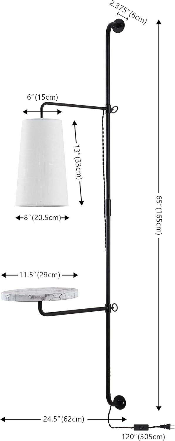 imageJONATHAN Y JYL1304A Andre 115quot 1Light Contemporary Industrial Iron Plugin with Adjustable White Marble Table LED Sconce for Bedroom Living Room Hallway Entryway Home Office BlackWhite