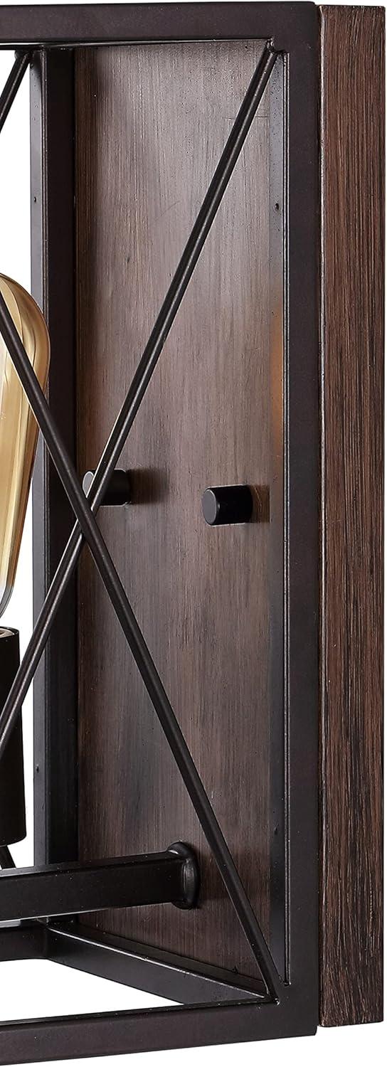 imageJONATHAN Y JYL1310A Norris XFrame 6quot 1Light Farmhouse Rustic Iron LED Sconce Bohemian Industrial Entryway Lobby Kitchen Bathroom Bedroom Living Room Hallway Oil Rubbed BronzeWood Finish
