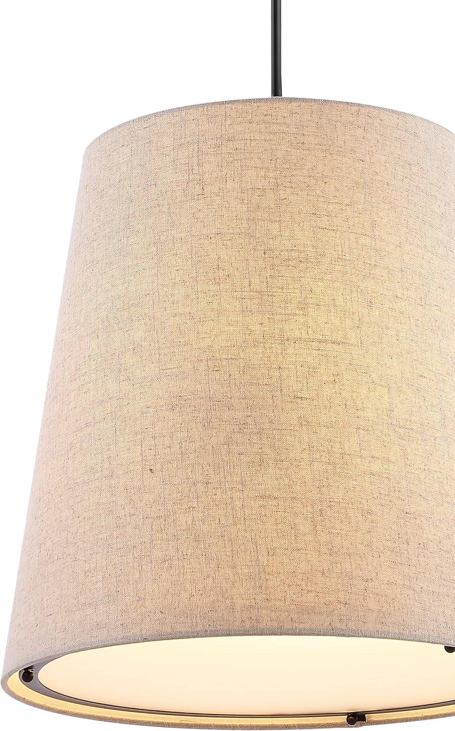 imageJONATHAN Y JYL1314A Arden 18quot 1Light Farmhouse Bohemian Iron LED Pendant Rustic Modern Adjustable Dining Room Living Room Kitchen Island Foyer Bedroom Hallway Oil Rubbed BronzeBeige