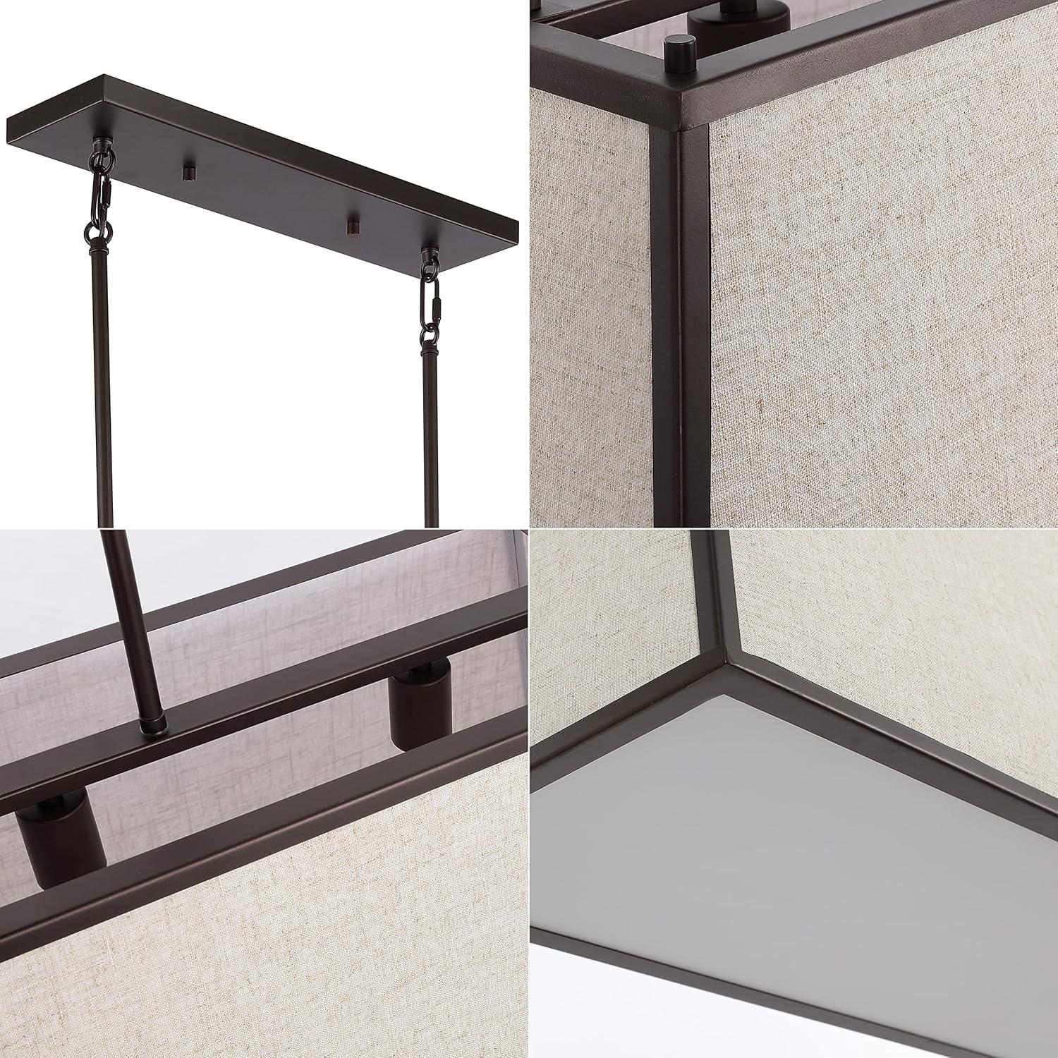 imageJONATHAN Y JYL1316A Crosby 42quot 4Light Trapezoidal Linen Iron Linear LED Pendant Farmhouse Industrial Coastal Contemporary Modern Minimalist for Bedroom Living Room Office Oil Rubbed Bronze