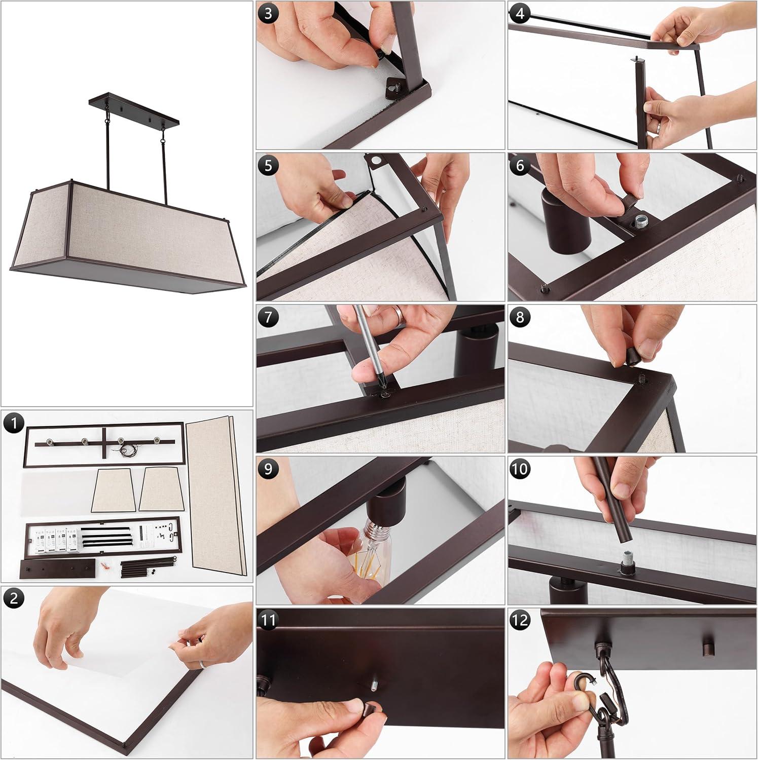 imageJONATHAN Y JYL1316A Crosby 42quot 4Light Trapezoidal Linen Iron Linear LED Pendant Farmhouse Industrial Coastal Contemporary Modern Minimalist for Bedroom Living Room Office Oil Rubbed Bronze