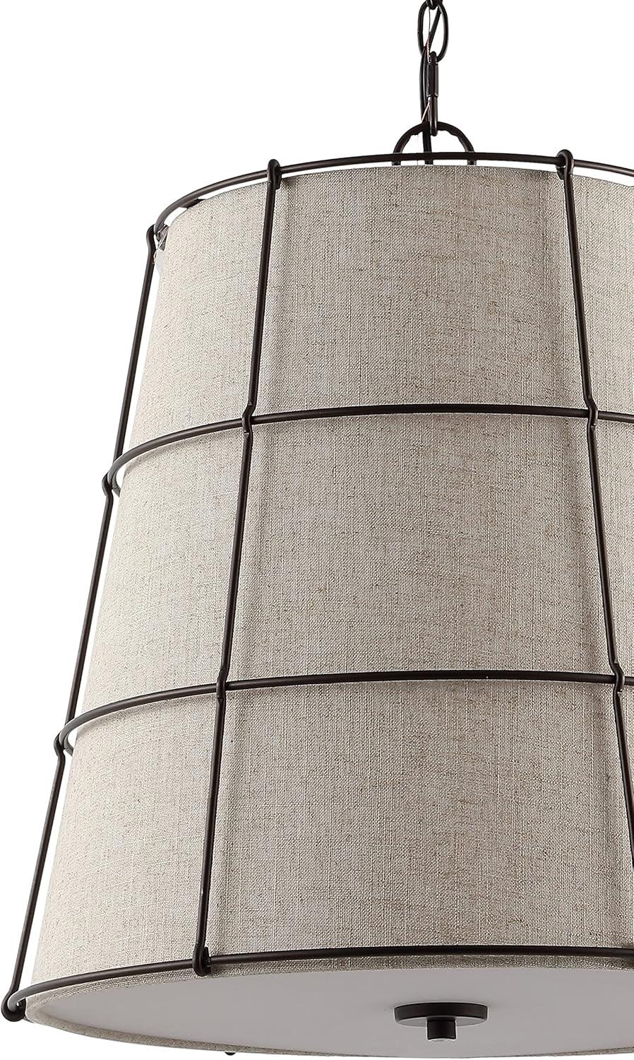 imageJONATHAN Y JYL1318A Silas 19quot 3Light Rustic Farmhouse Iron LED Pendant Industrial Modern Adjustable Dining Room Living Room Kitchen Island Foyer Bedroom Hallway Oil Rubbed Bronze