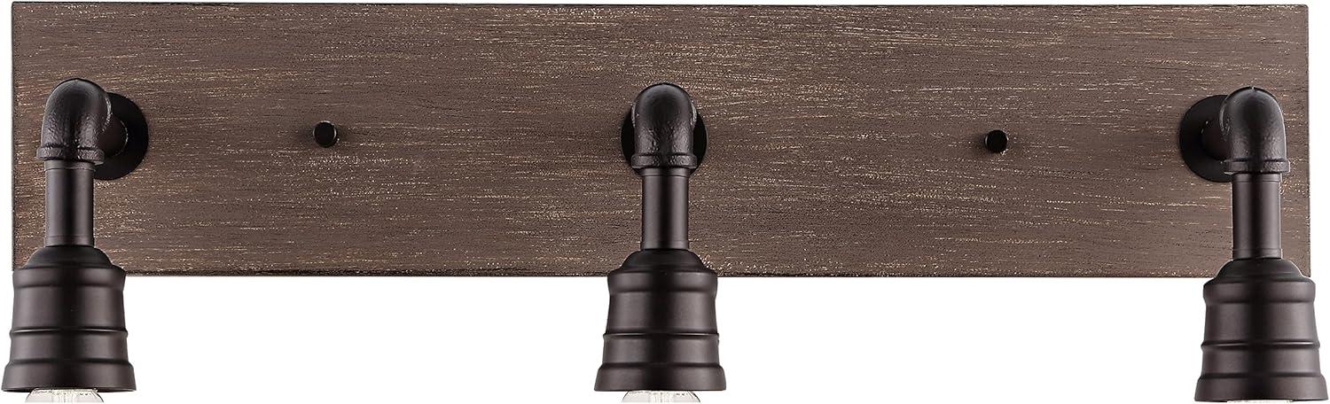 imageJONATHAN Y JYL1325A Corbett 2213quot 3Light Rustic Farmhouse Iron LED Vanity Bohemian Industrial Bathroom Hallway Living Room Bedroom Mirror Cabinet Oil Rubbed BronzeBrown Wood Finish