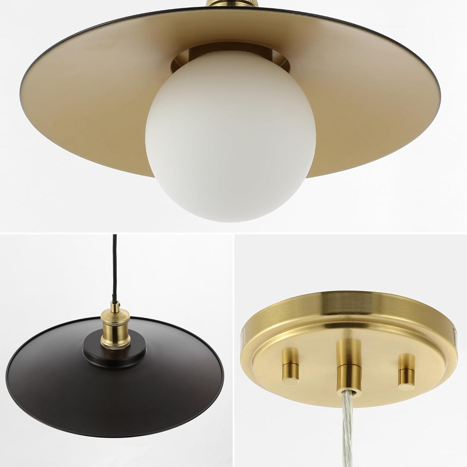 imageJONATHAN Y JYL1328A Hadley 145quot 1Light Scandinavian Farmhouse IronFrosted Glass LED Pendant Oil Rubbed BronzeBrass Gold for Kitchen Island Dining Table or Office