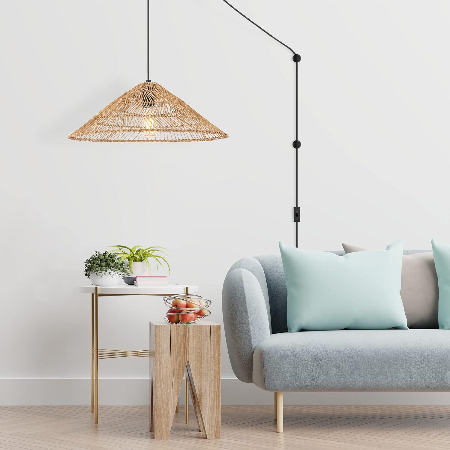 imageJONATHAN Y JYL1401A Koda 13quot 1Light Farmhouse Coastal Bohemian Rattan 180quot Cord Plugin or Hardwired LED Pendant Modern Dining Room Living Room Kitchen Island Foyer Bedroom Brown2025 Brown Coolie