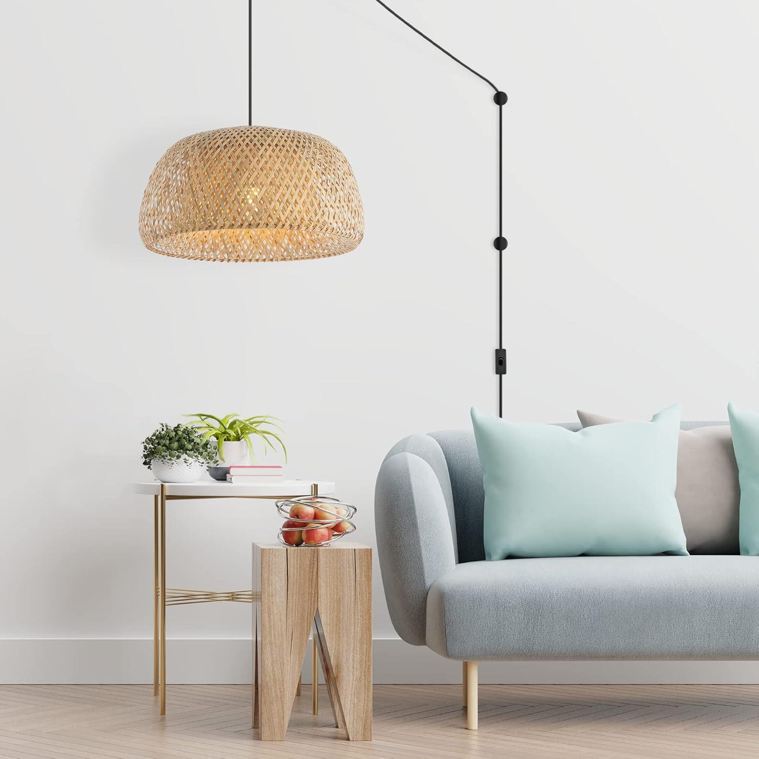 imageJONATHAN Y JYL1401A Koda 13quot 1Light Farmhouse Coastal Bohemian Rattan 180quot Cord Plugin or Hardwired LED Pendant Modern Dining Room Living Room Kitchen Island Foyer Bedroom Brown180 Bowl