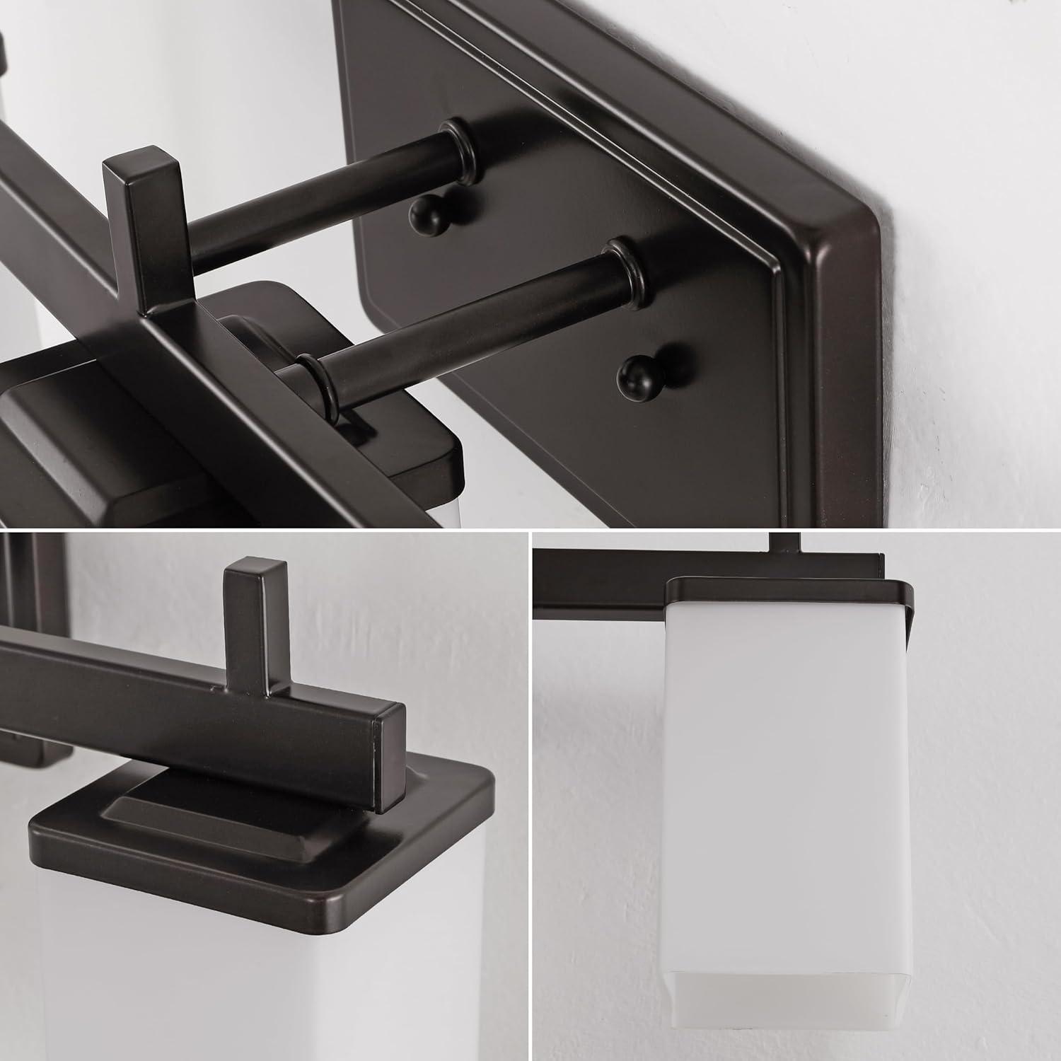 imageJONATHAN Y JYL1501A CAIA 2238quot 3Light Modern Vanity Light with Frosted Glass Shades ampamp Bathroom Hardware Accessory Set Oil Rubbed Bronze 5Piece Towel Bar ampamp Ring Toilet Paper Holder Robe HookOilRubbed Bronze