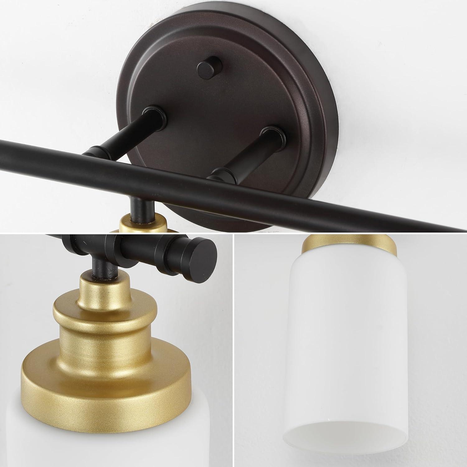 imageJONATHAN Y JYL1503C Egan 2325quot 3Light Classic Cottage Vanity Light with Frosted Glass Shades and Bathroom Accessory Set Brushed Nickel 5Piece Towel Bar ampamp Ring Toilet Paper Holder Robe HookOil Rubbed BronzeGold Painting