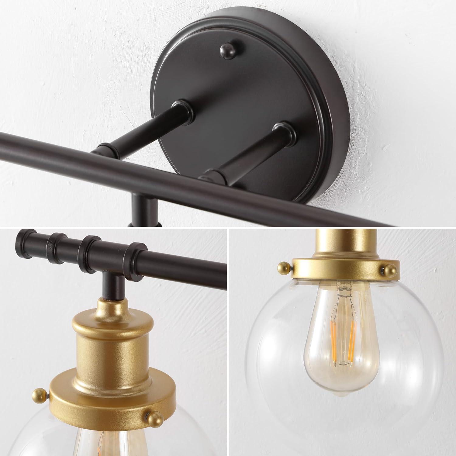 imageJONATHAN Y JYL1504A Hugo 245quot 3Light Farmhouse Classic Vanity Light with Bathroom Hardware Accessory Set Oil Rubbed Bronze 5Piece Towel Bar ampamp Ring Toilet Paper Holder Robe HookOil Rubbed BronzeGold Painting