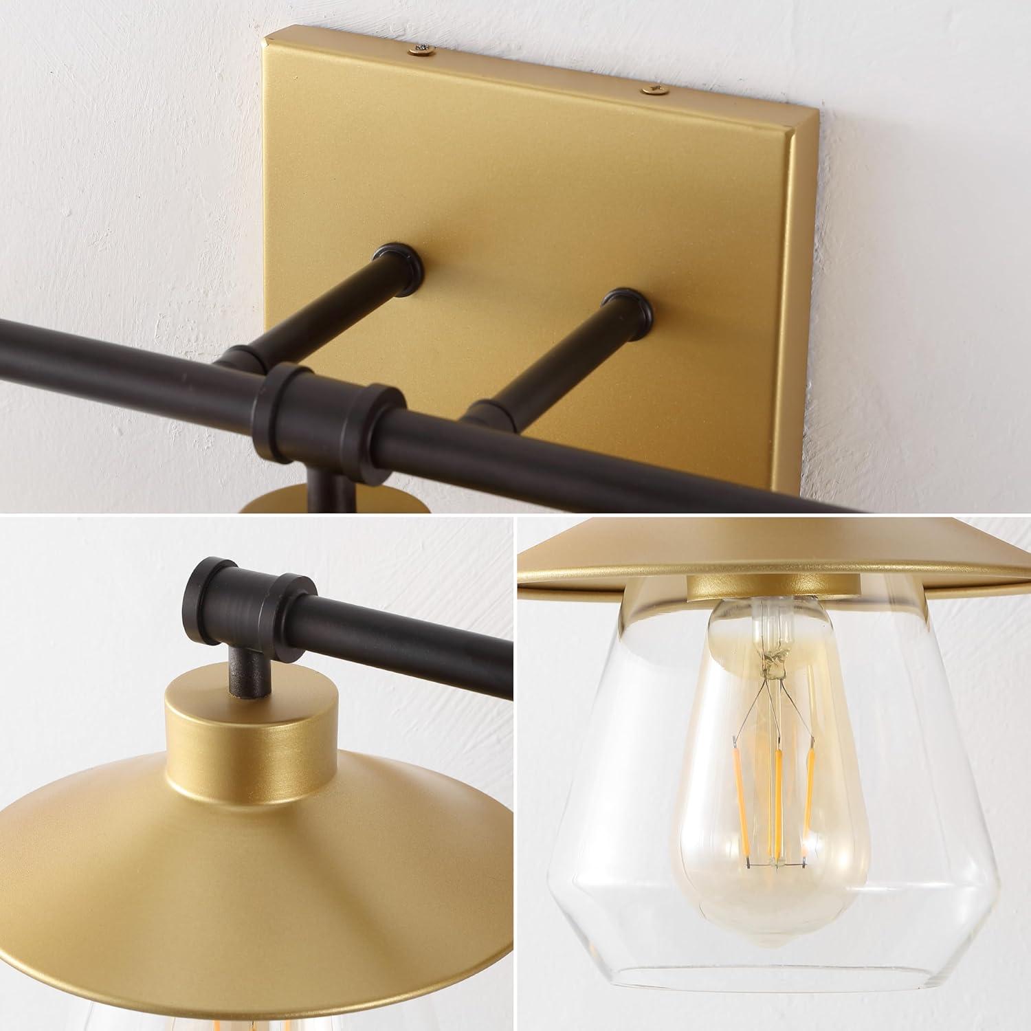 imageJONATHAN Y JYL1505B Avalon 26quot 3Light Farmhouse Cottage Vanity Light with Bathroom Hardware Accessory Set Gold PaintingOil Rubbed Bronze 5Piece Towel Bar ampamp Ring Toilet Paper Holder Robe HookGold PaintingOil Rubbed Bronze