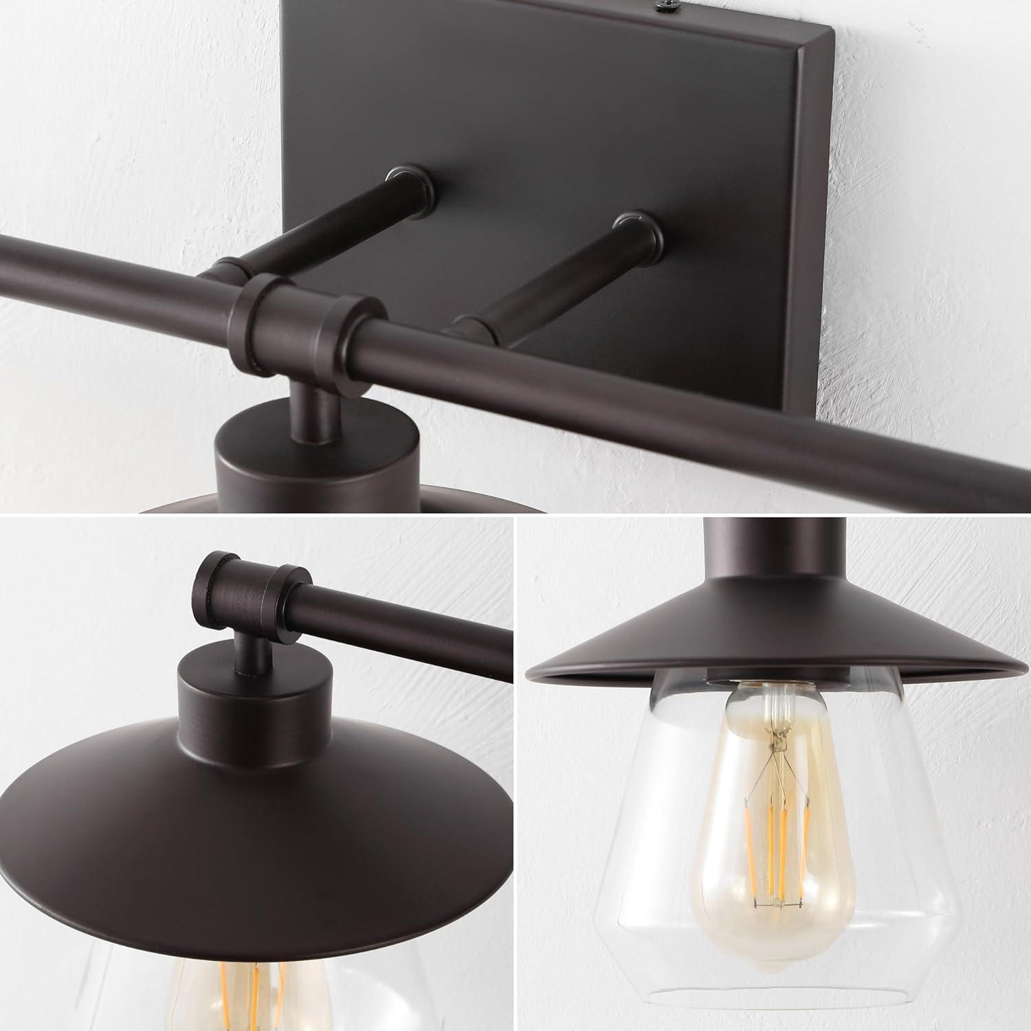 imageJONATHAN Y JYL1505B Avalon 26quot 3Light Farmhouse Cottage Vanity Light with Bathroom Hardware Accessory Set Gold PaintingOil Rubbed Bronze 5Piece Towel Bar ampamp Ring Toilet Paper Holder Robe HookOilRubbed Bronze