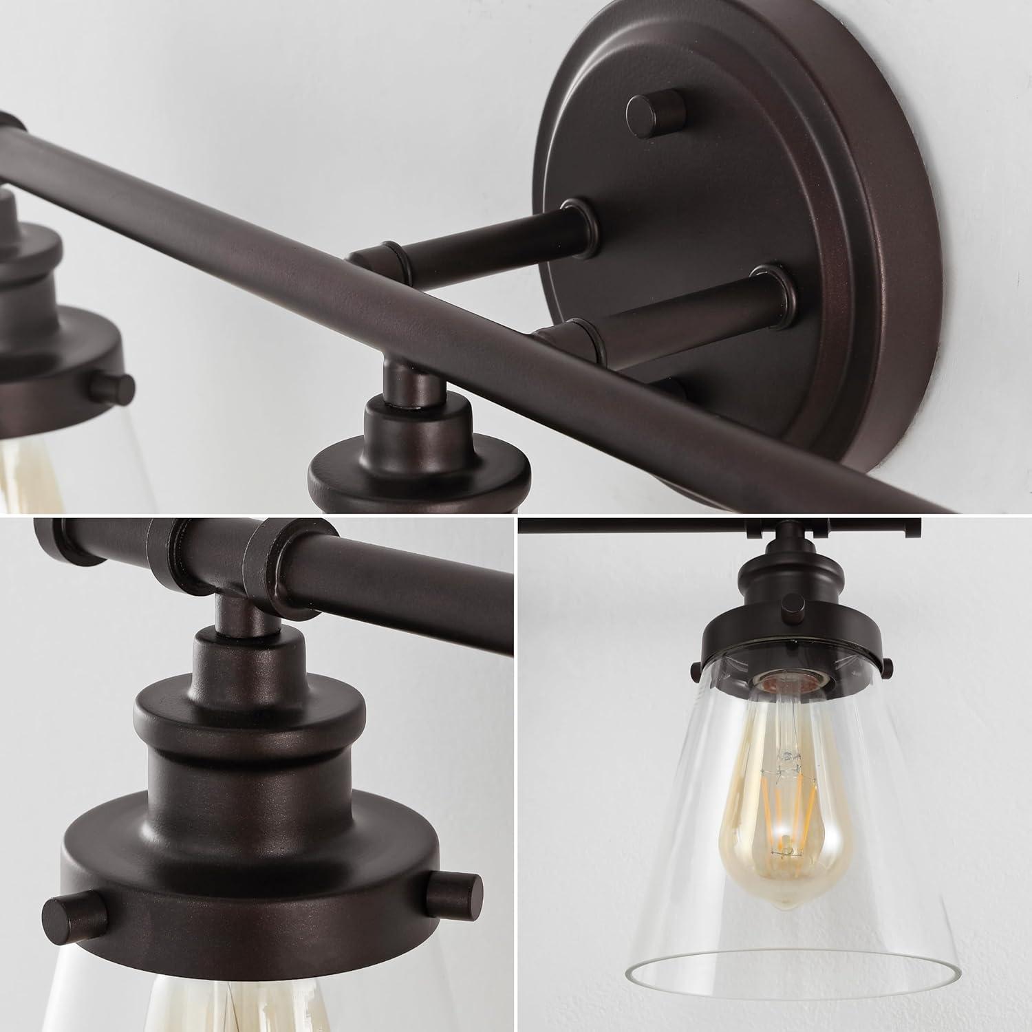 imageJONATHAN Y JYL1507B Hollis 2375quot 3Light Traditional Farmhouse Vanity Light with Bathroom Accessory Set Oil Rubbed BronzeGold Painting 5Piece Towel Bar ampamp Ring Toilet Paper Holder Robe HookOilRubbed Bronze