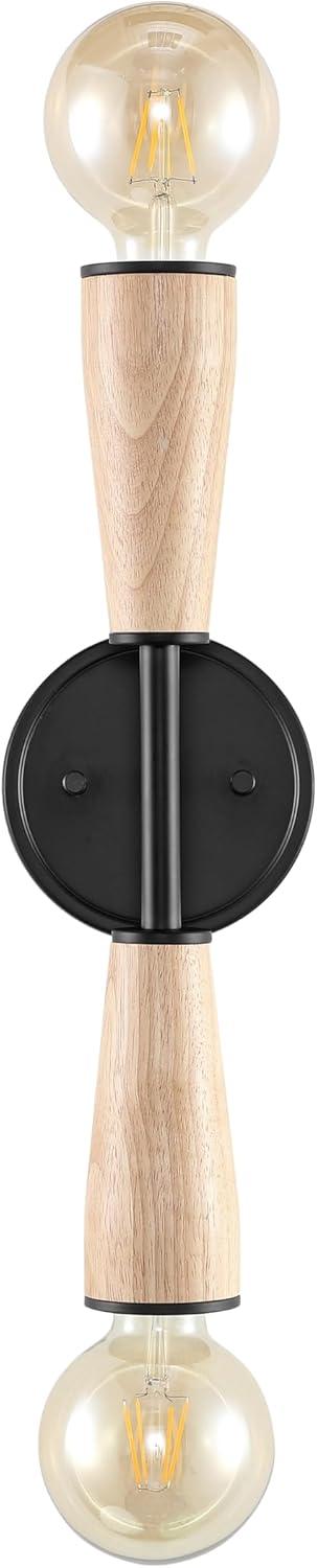 imageJONATHAN Y JYL1600A Katia 513quot 2Light Modern Designer IronWood Double Sided Hourglass LED Sconce Farmhouse Eclectic Industrial Contemporary Living Room Dining Room Bedroom Light BrownBlack
