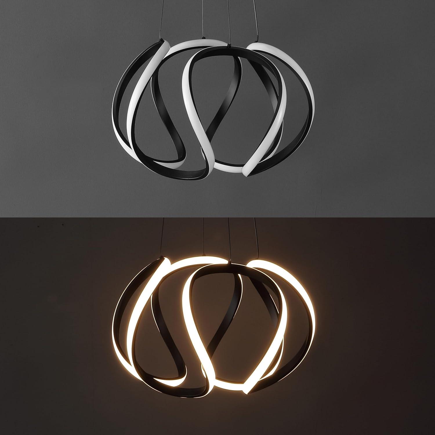 imageJONATHAN Y JYL1703A Euphoria 185quot 1Light Contemporary Designer AluminumIron Scribble Integrated LED Pendant Light Modern Eclectic Minimalist Office Living Room Dining Room Bedroom Black