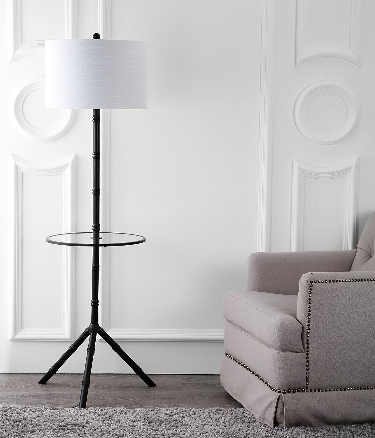 imageJONATHAN Y JYL2012B Hall 62quot Metal LED End Table Floor Lamp Modern Contemporary Glam Elegant FootStep Switch Office Living Room Family Room Dining Room Bedroom Foyer ChromeOilRubbed Bronze