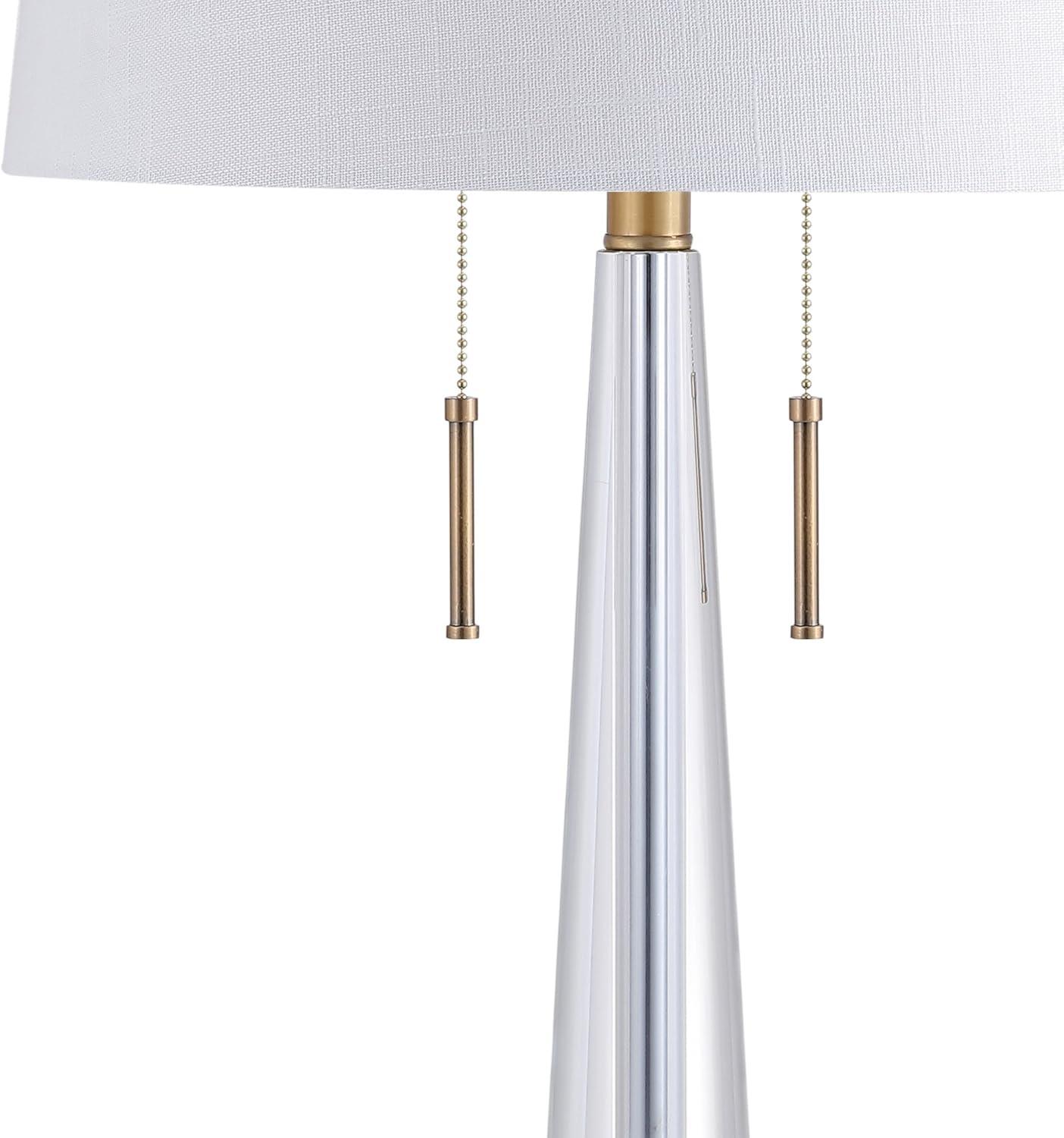 imageJONATHAN Y JYL2018A Zoe 295quot 2Light Crystal LED Table Lamp Contemporary Glam Modern Bedside Desk Nightstand Lamp for Bedroom Living Room Office College Bookcase LED Bulbs Included ClearBrass Gold