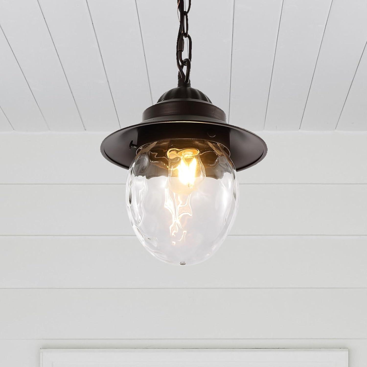 imageJONATHAN Y JYL2401A Manteo 825quot 1Light Farmhouse Industrial IronGlass Outdoor LED Pendant Rustic Vintage Bedroom Living Room Oil Rubbed BronzeClear