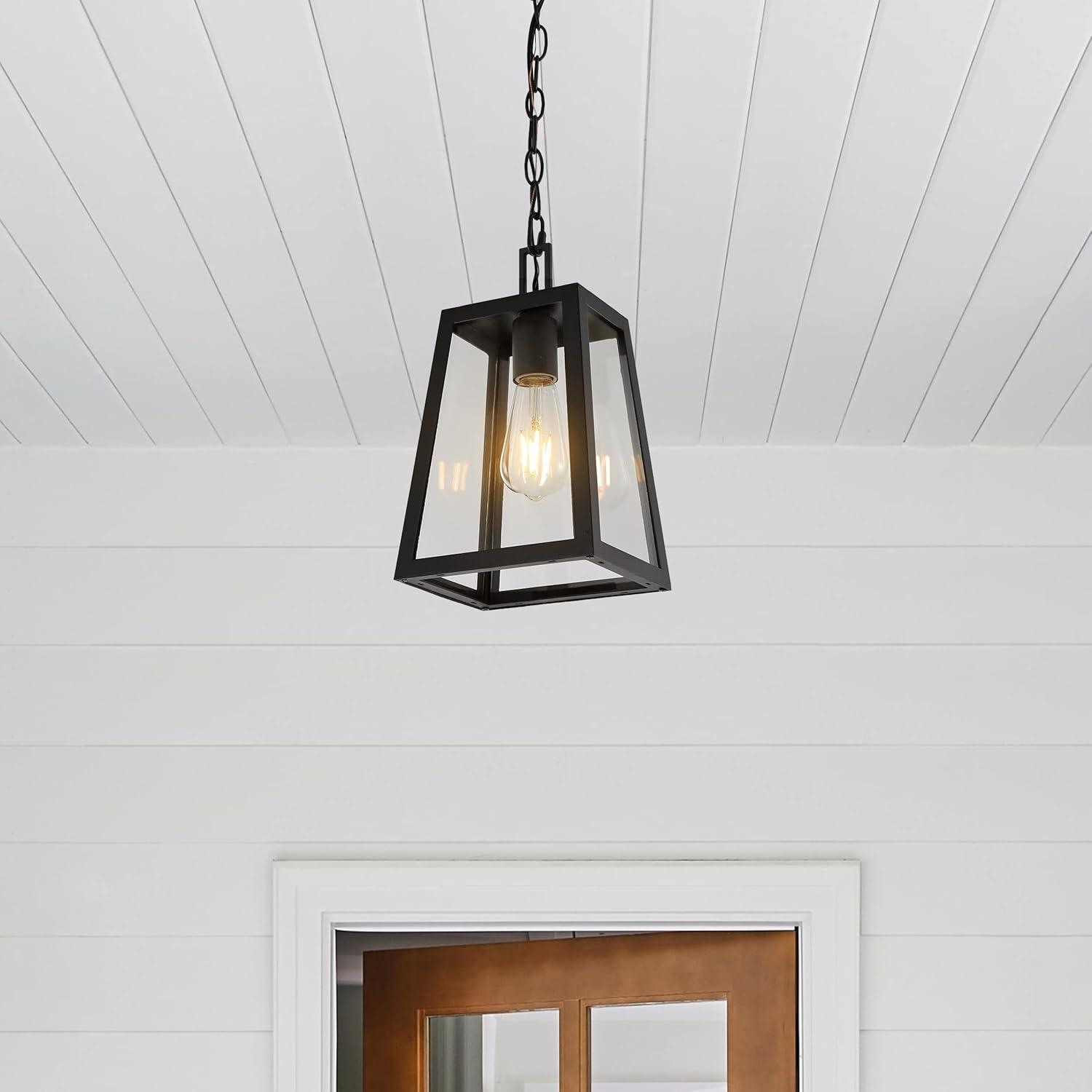 imageJONATHAN Y JYL2402A Glendale 675quot 1Light Farmhouse Industrial IronGlass Outdoor LED Pendant Minimalist Vintage Classic Bedroom Living Room BlackClear