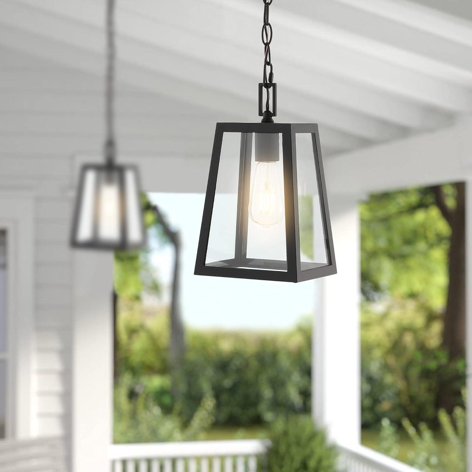 imageJONATHAN Y JYL2402A Glendale 675quot 1Light Farmhouse Industrial IronGlass Outdoor LED Pendant Minimalist Vintage Classic Bedroom Living Room BlackClear