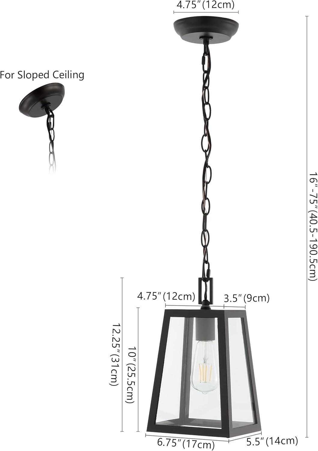 imageJONATHAN Y JYL2402A Glendale 675quot 1Light Farmhouse Industrial IronGlass Outdoor LED Pendant Minimalist Vintage Classic Bedroom Living Room BlackClear