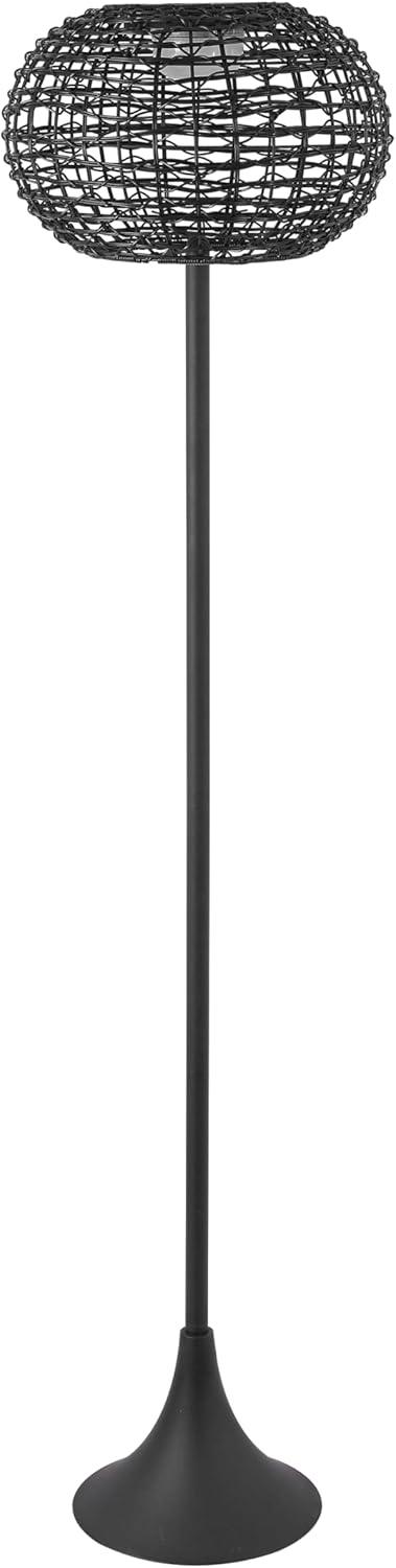 imageJONATHAN Y JYL2601A Jaemin 58quot Modern Coastal Faux Rattan Integrated IndoorOutdoor LED Solar Powered Floor Lamp Minimalist Contemporary Deck Patio Porch Living Room BlackBlack