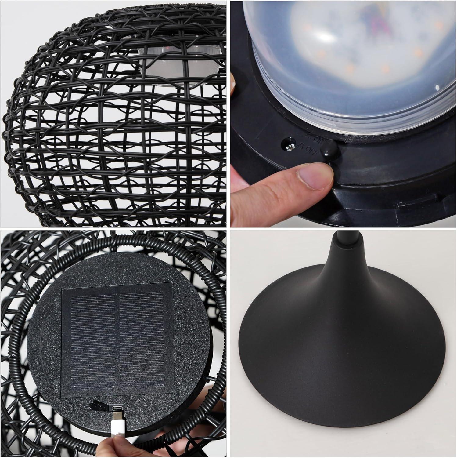 imageJONATHAN Y JYL2601A Jaemin 58quot Modern Coastal Faux Rattan Integrated IndoorOutdoor LED Solar Powered Floor Lamp Minimalist Contemporary Deck Patio Porch Living Room BlackBlack