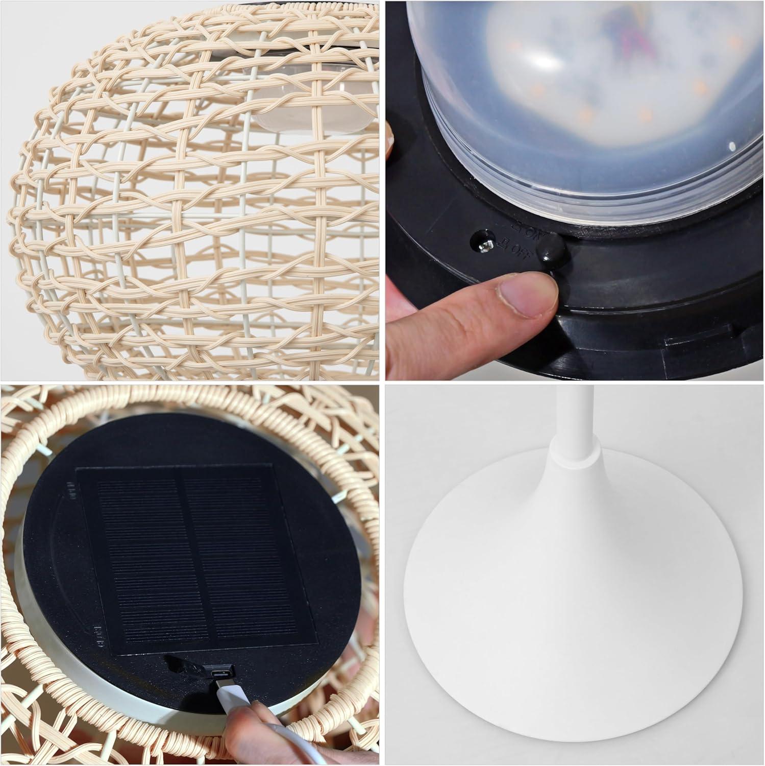 imageJONATHAN Y JYL2601A Jaemin 58quot Modern Coastal Faux Rattan Integrated IndoorOutdoor LED Solar Powered Floor Lamp Minimalist Contemporary Deck Patio Porch Living Room BlackWhite