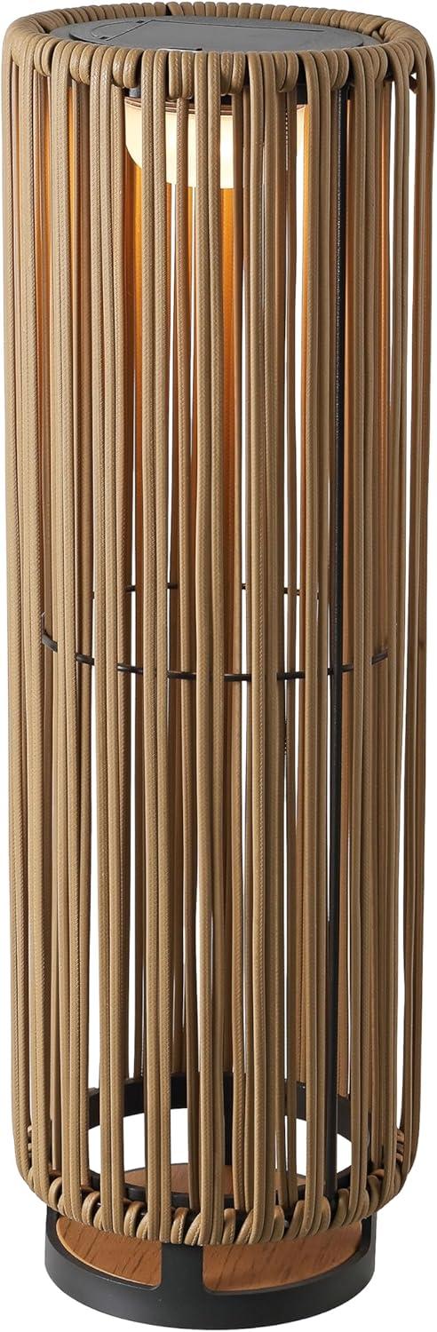 imageJONATHAN Y JYL2603B Sawara 2559quot Modern Minimalist Faux Rattan Integrated IndoorOutdoor LED Solar Powered Lantern Coastal Transitional Contemporary Patio Porch Backyard NaturalNatural