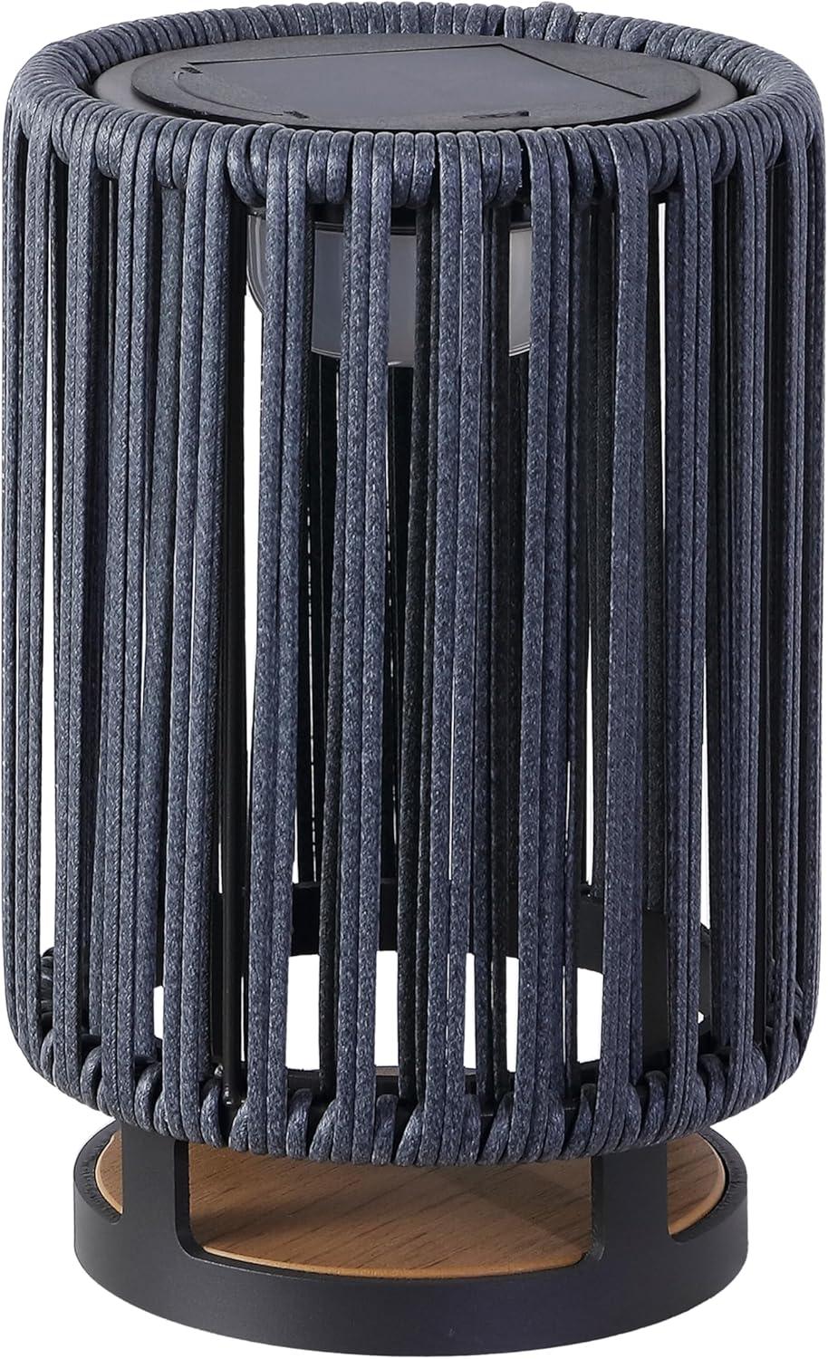 imageJONATHAN Y JYL2603B Sawara 2559quot Modern Minimalist Faux Rattan Integrated IndoorOutdoor LED Solar Powered Lantern Coastal Transitional Contemporary Patio Porch Backyard NaturalBlackGray