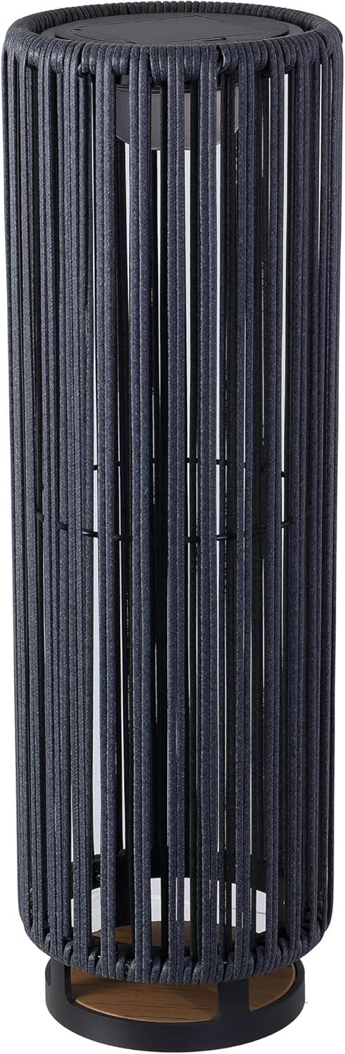 imageJONATHAN Y JYL2603B Sawara 2559quot Modern Minimalist Faux Rattan Integrated IndoorOutdoor LED Solar Powered Lantern Coastal Transitional Contemporary Patio Porch Backyard NaturalBlackGray