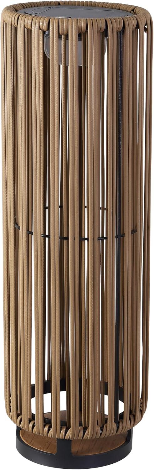 imageJONATHAN Y JYL2603B Sawara 2559quot Modern Minimalist Faux Rattan Integrated IndoorOutdoor LED Solar Powered Lantern Coastal Transitional Contemporary Patio Porch Backyard NaturalNatural